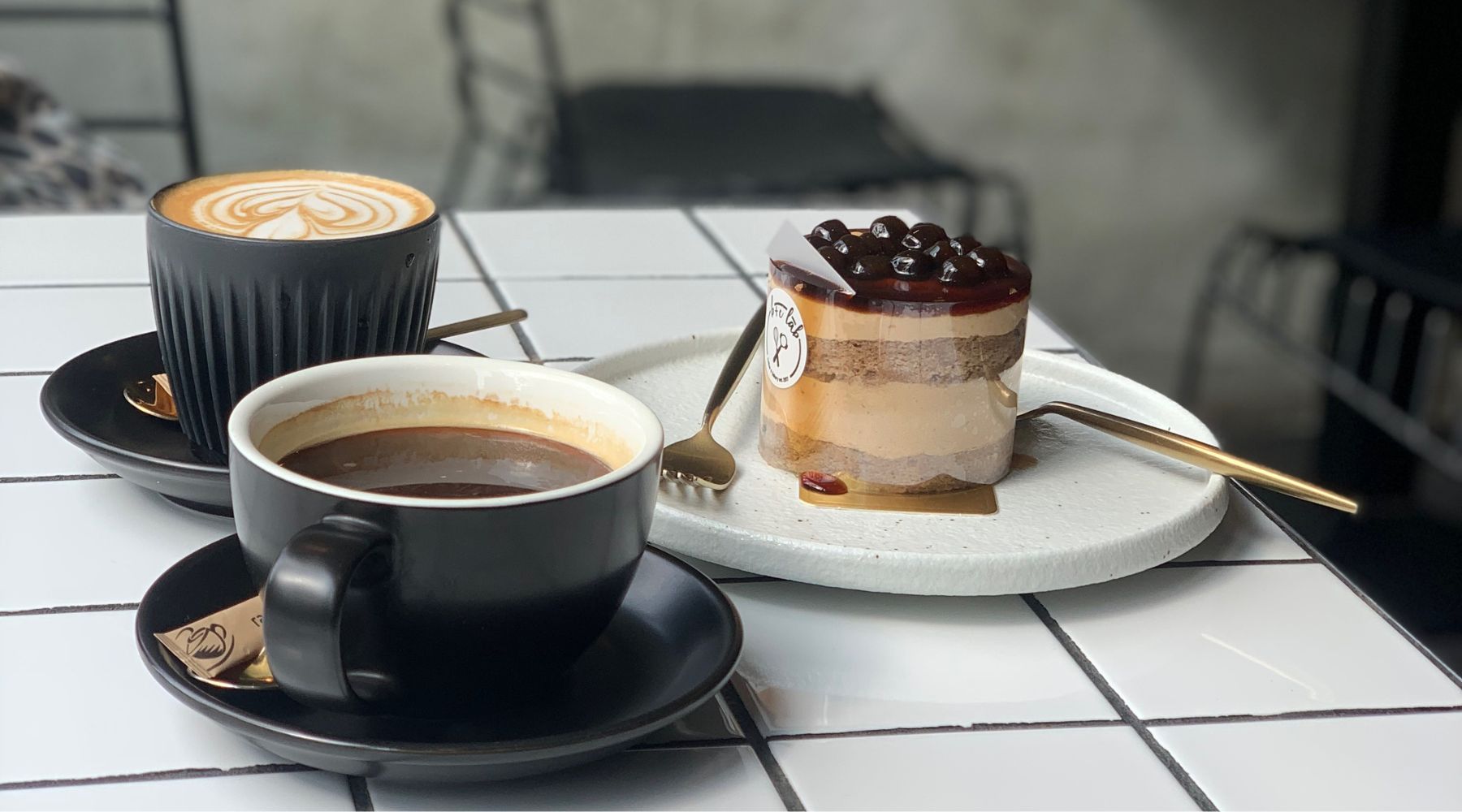 coffee and cake on a table
