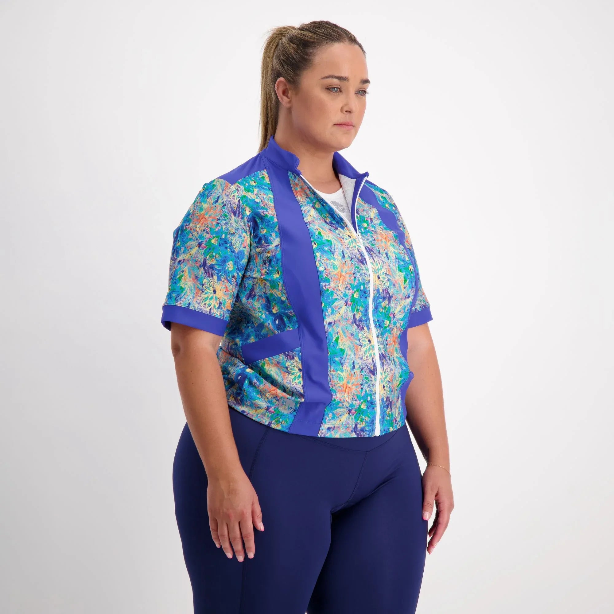 Carefree Women’s Cycling Jersey - Artsy Floral - Birds on Bikes