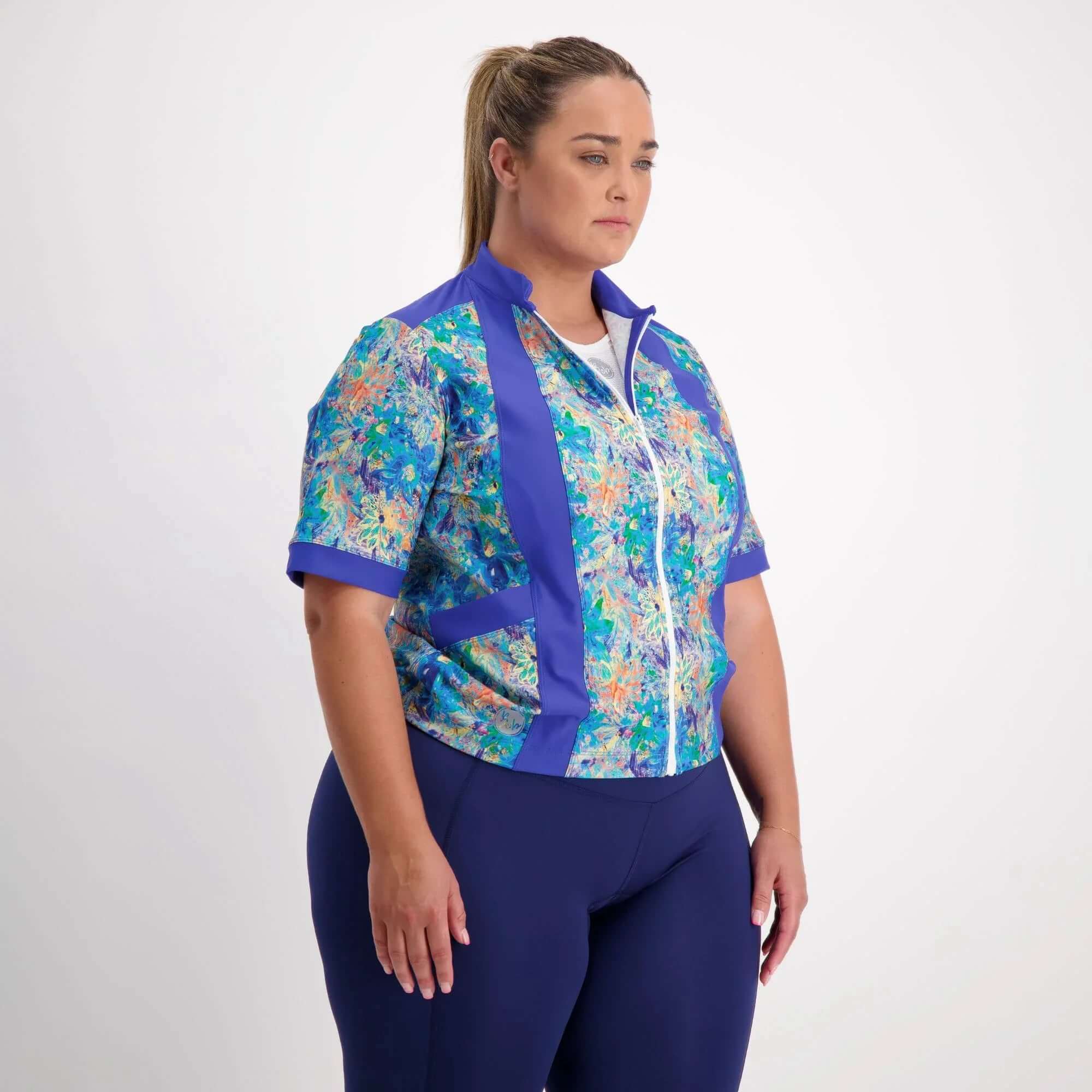 Carefree Women’s Cycling Jersey - Artsy Floral - Birds on Bikes