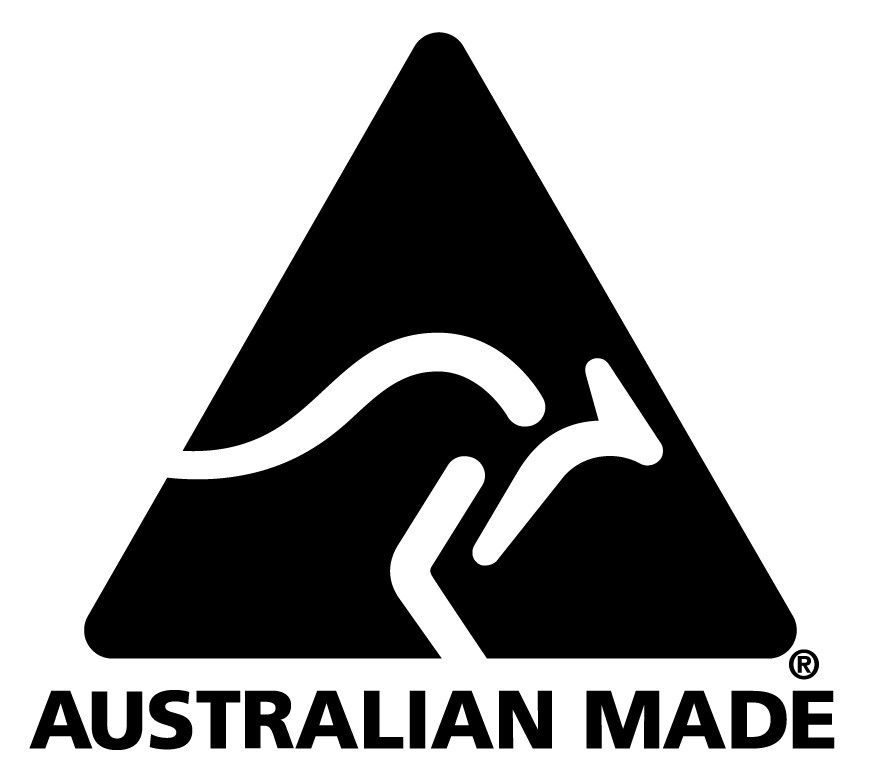 Black and white australian made logo