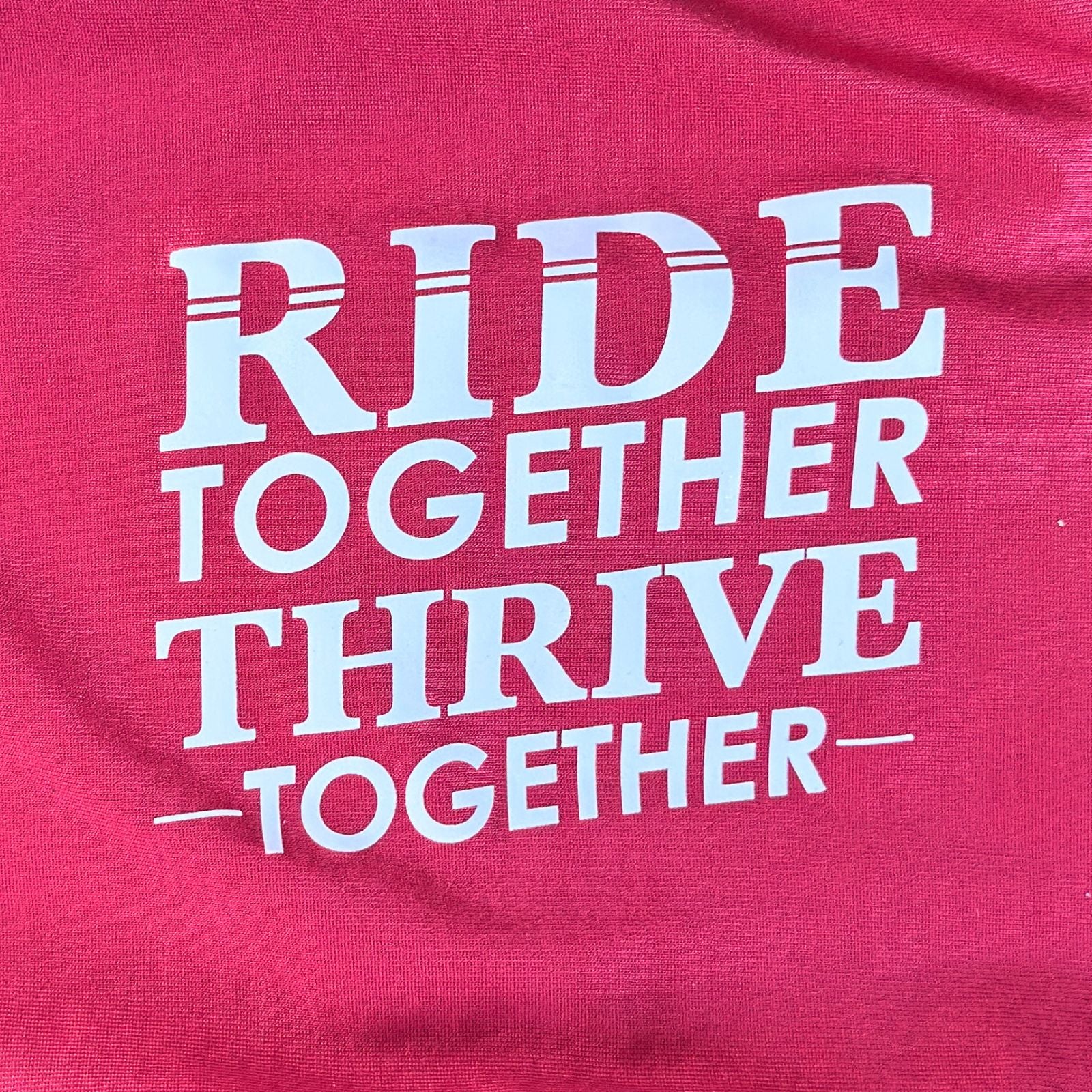 Cycling snood with “Ride Together, Thrive Together” print, neck‑warmer style