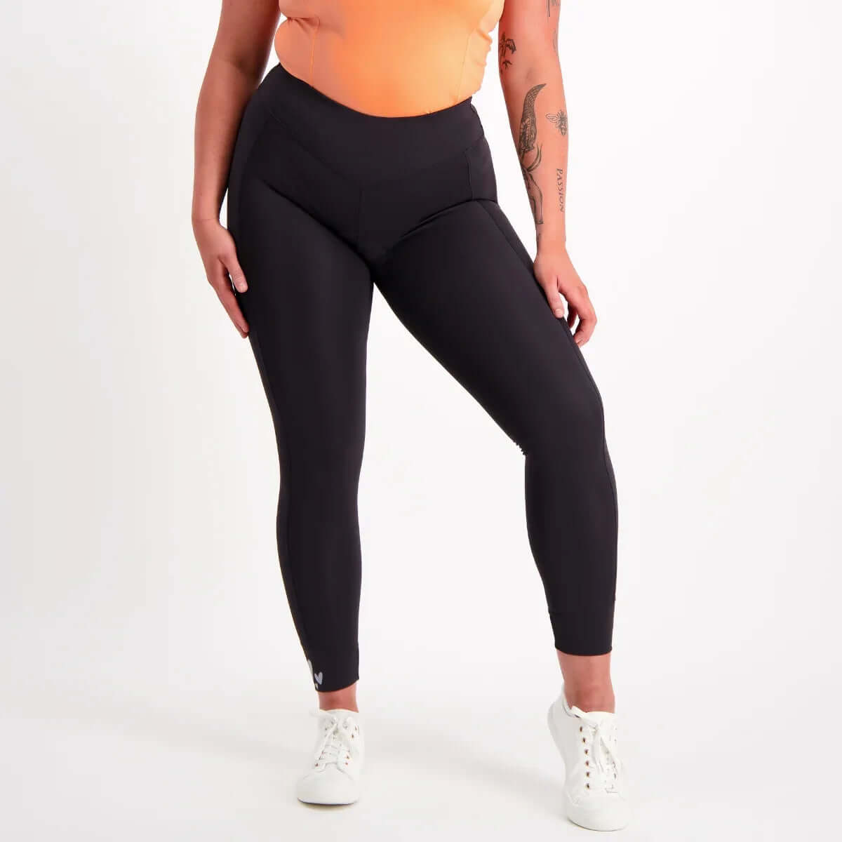 Padded cycling tights black -- Birds on Bikes front view