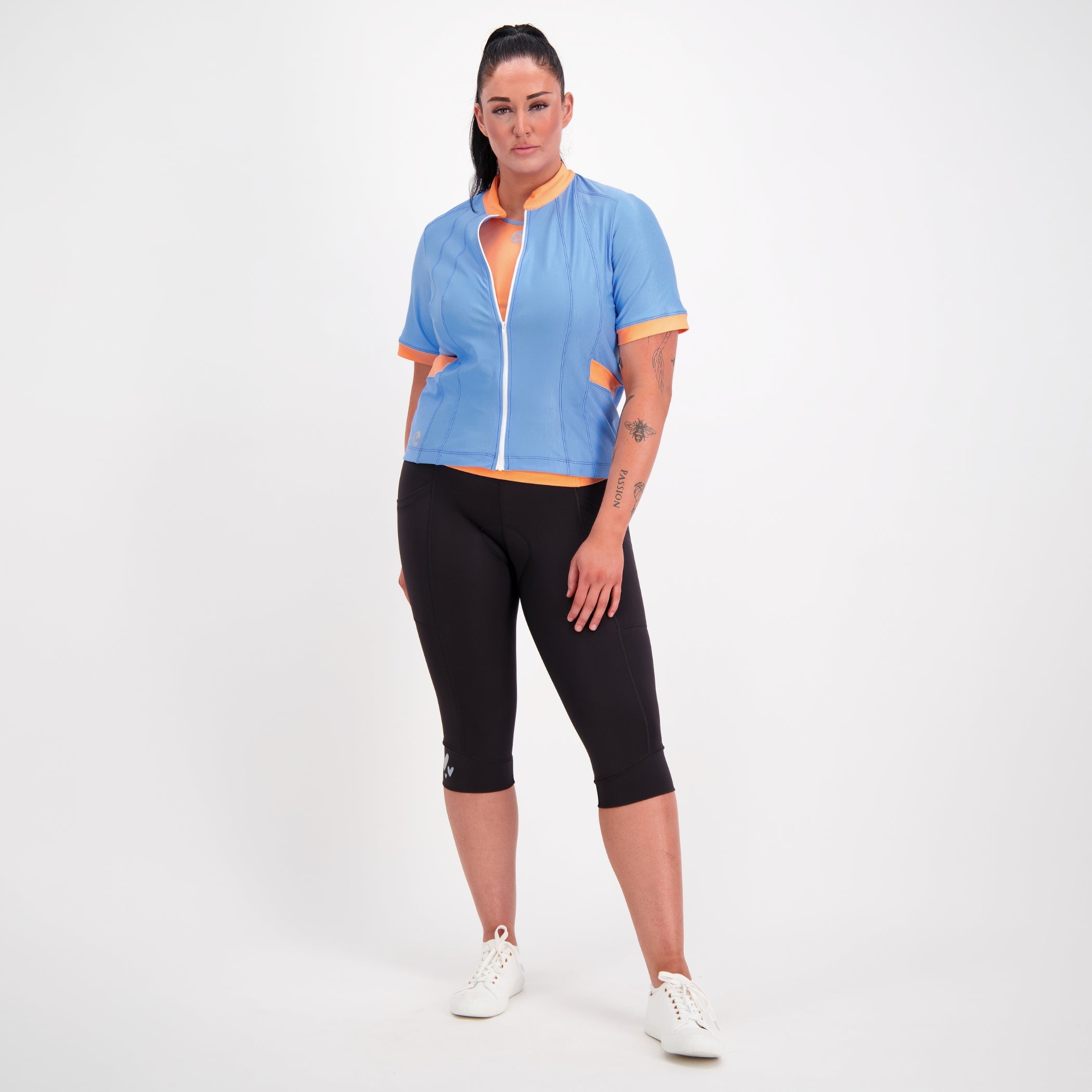 Tourer 3/4 Cycling Pants front view with high‑rise waistband