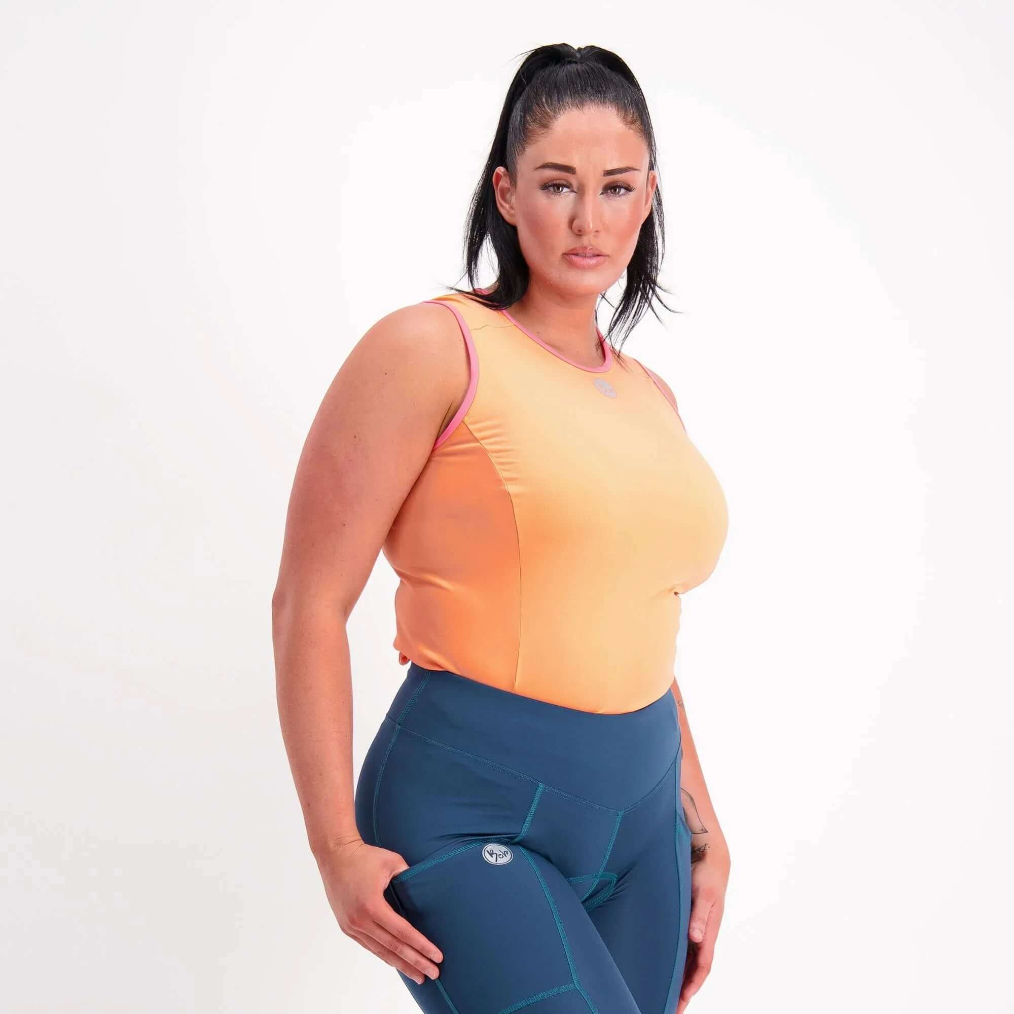 Eco Sleeveless Cycling Base Layer - Orange - Birds on Bikes