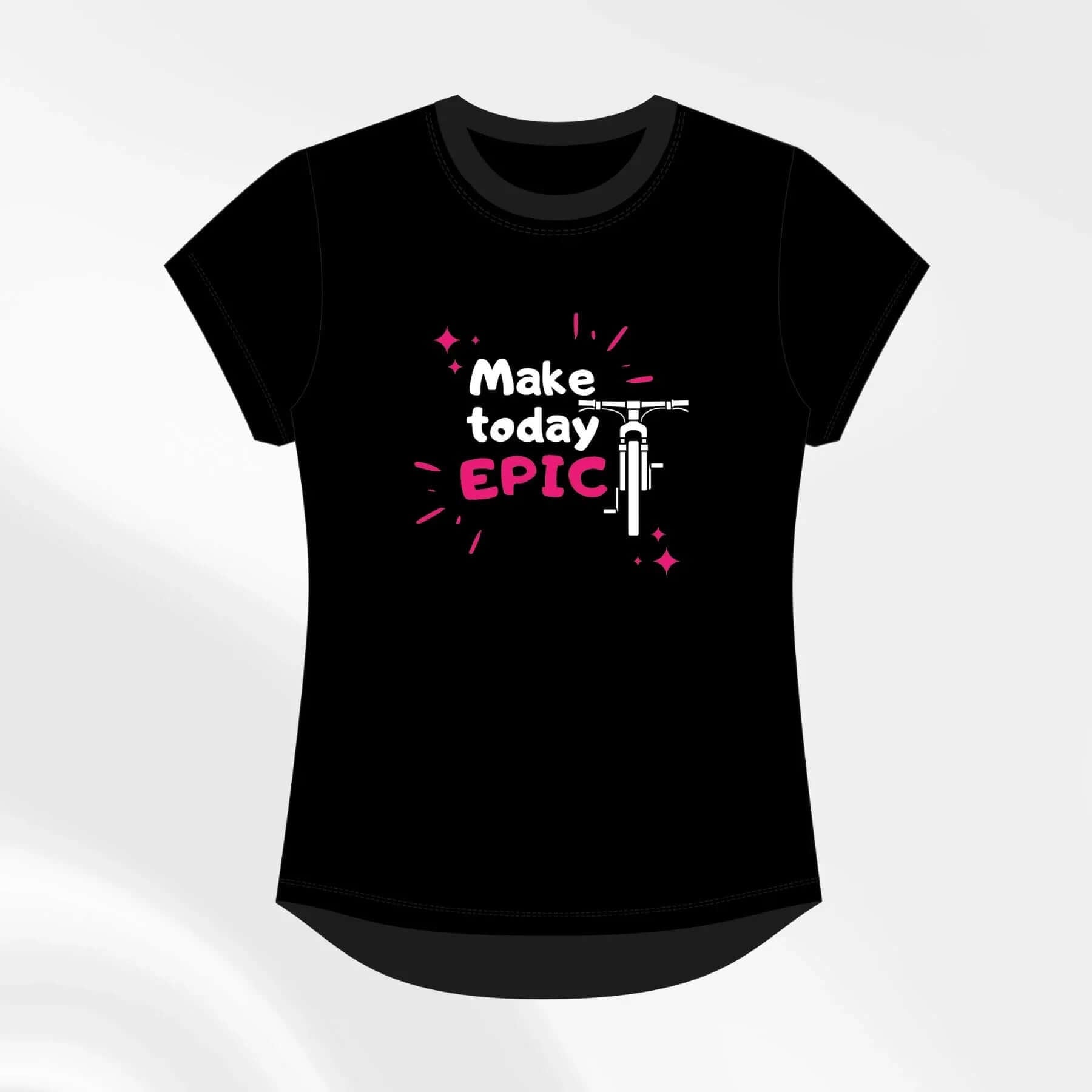 Make Today Epic Black Cycling Slogan Tshirt - Birds on Bikes