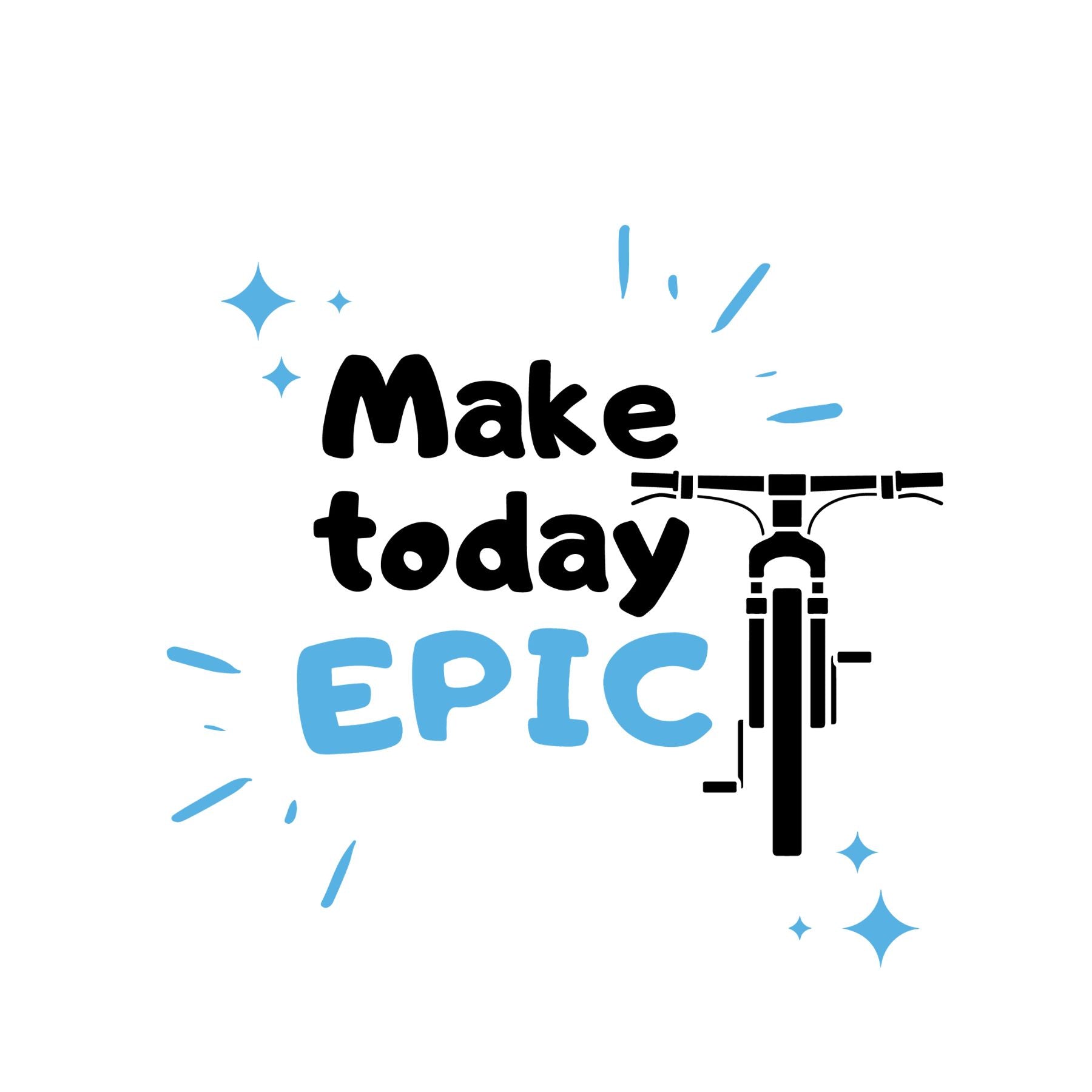 Close-up of blue and black motivational print on white cycling t-shirt