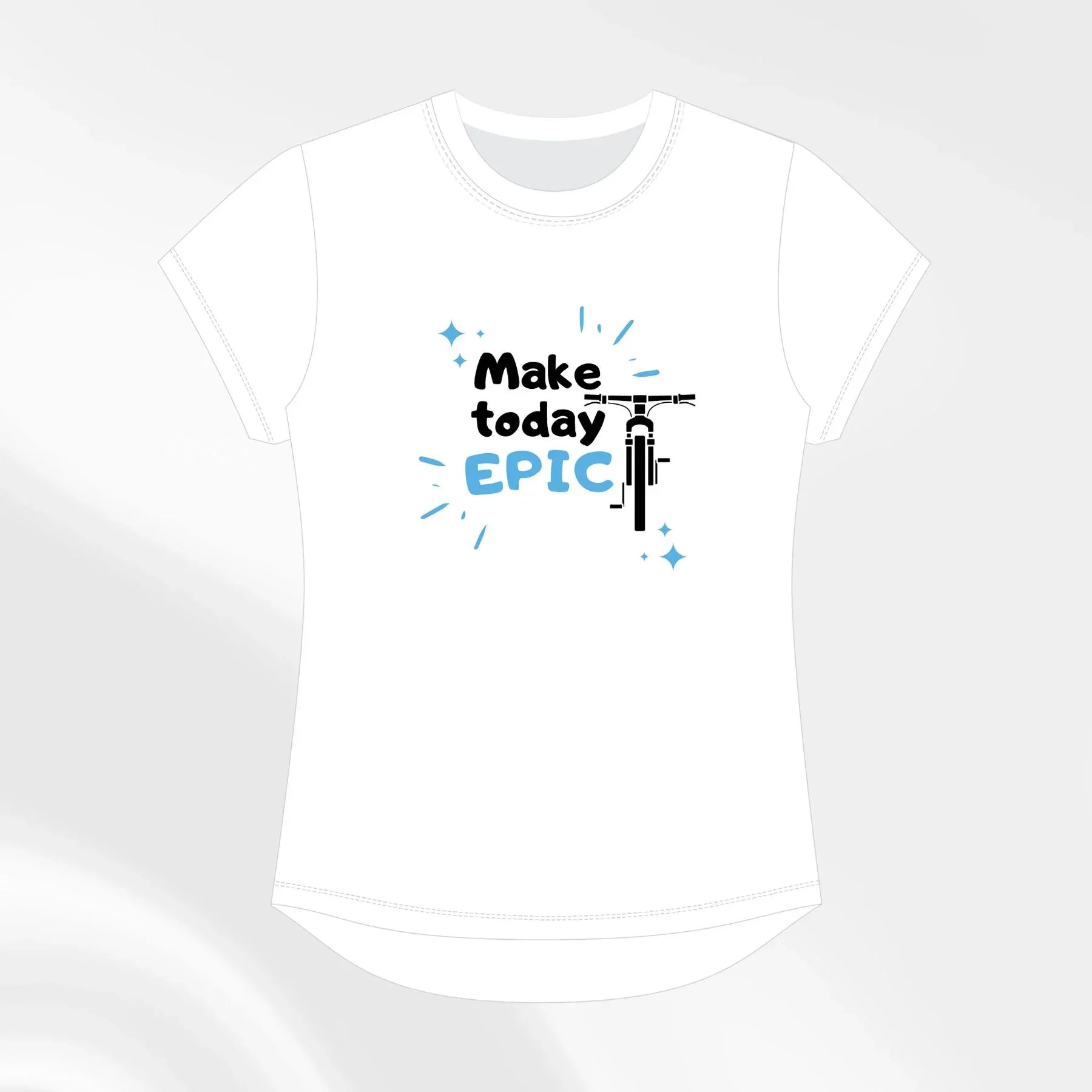 Make Today Epic White Cycling Slogan Tshirt - Birds on Bikes