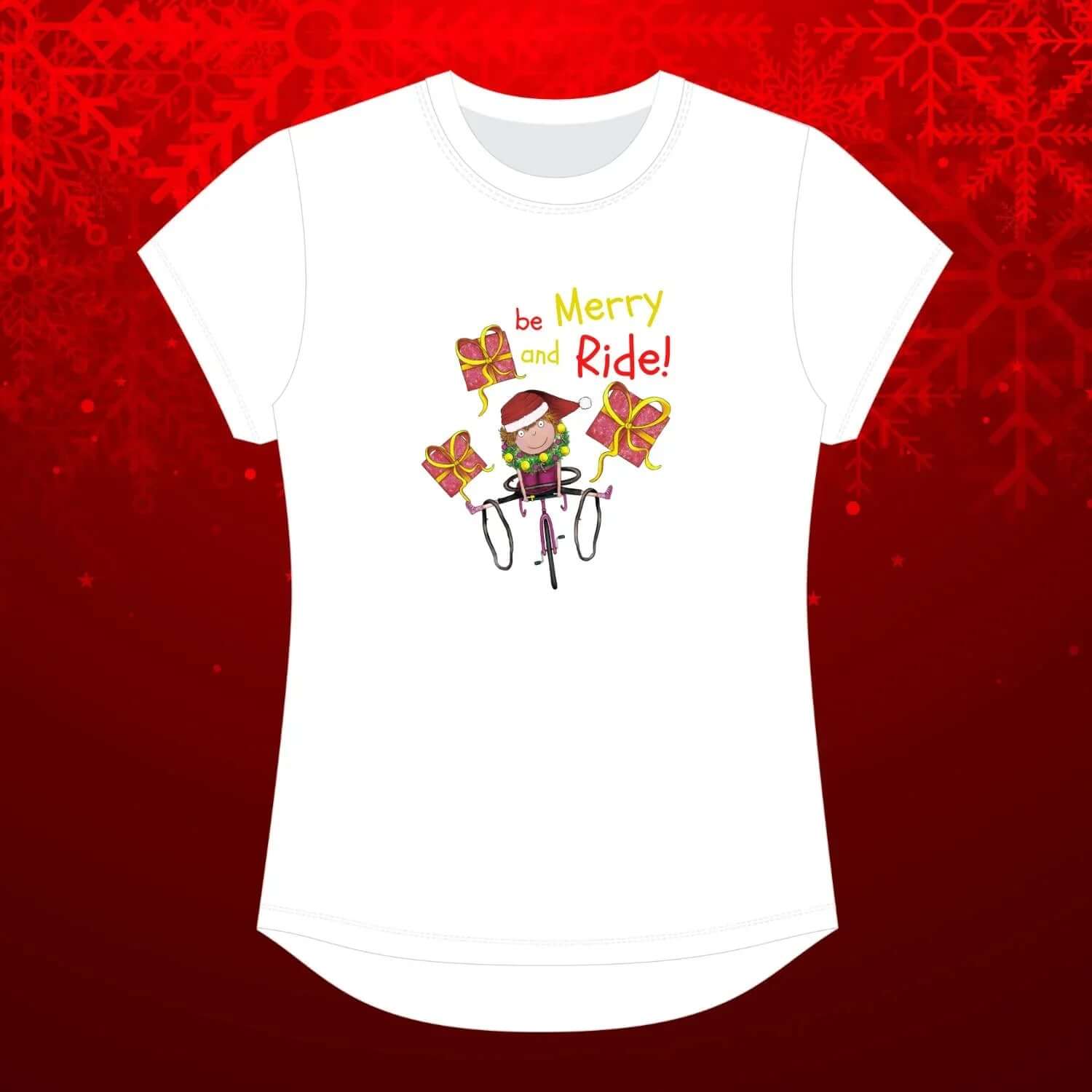 Be Merry and Ride Tee - Birds on Bikes