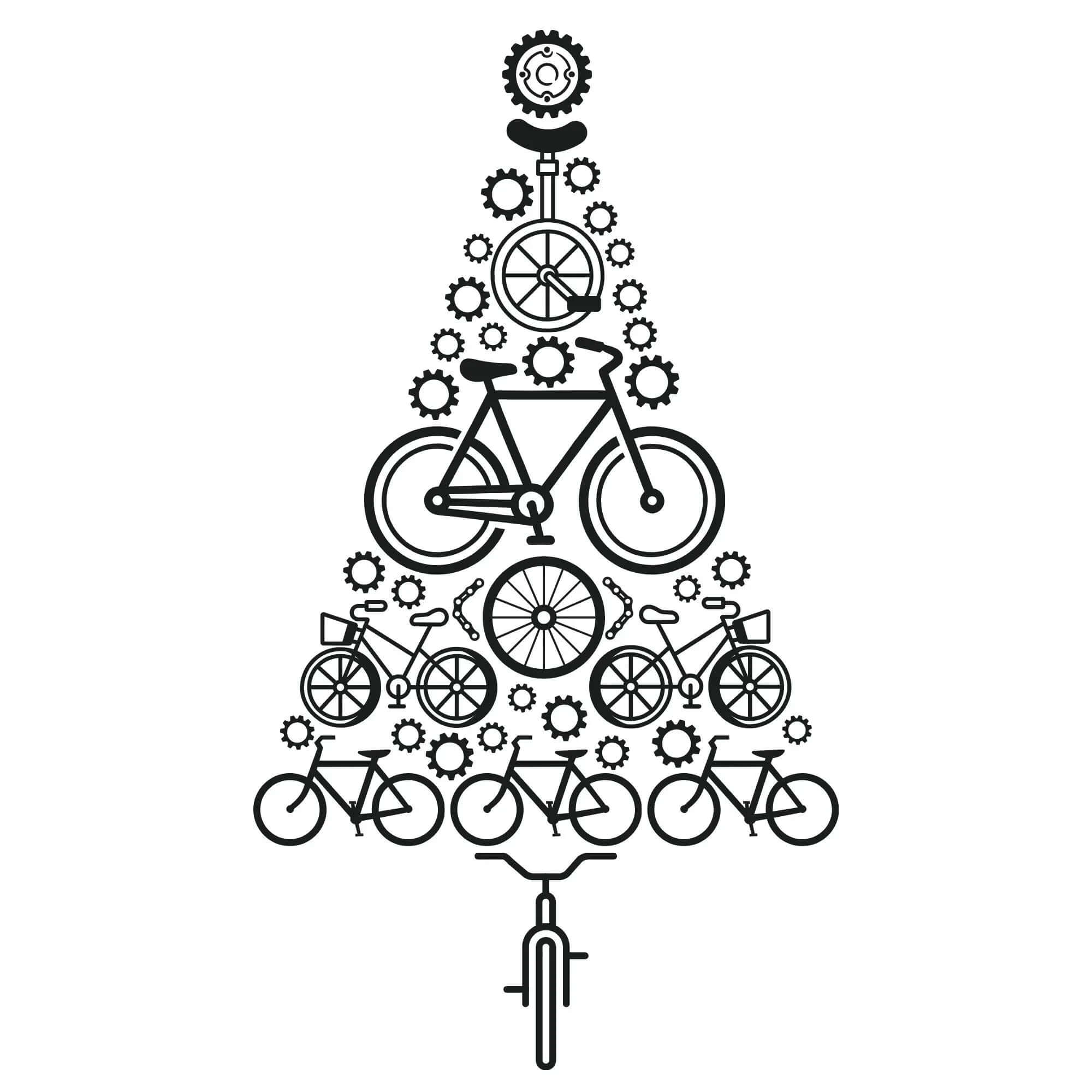 Bike Tree Christmas Tee - White - Birds on Bikes