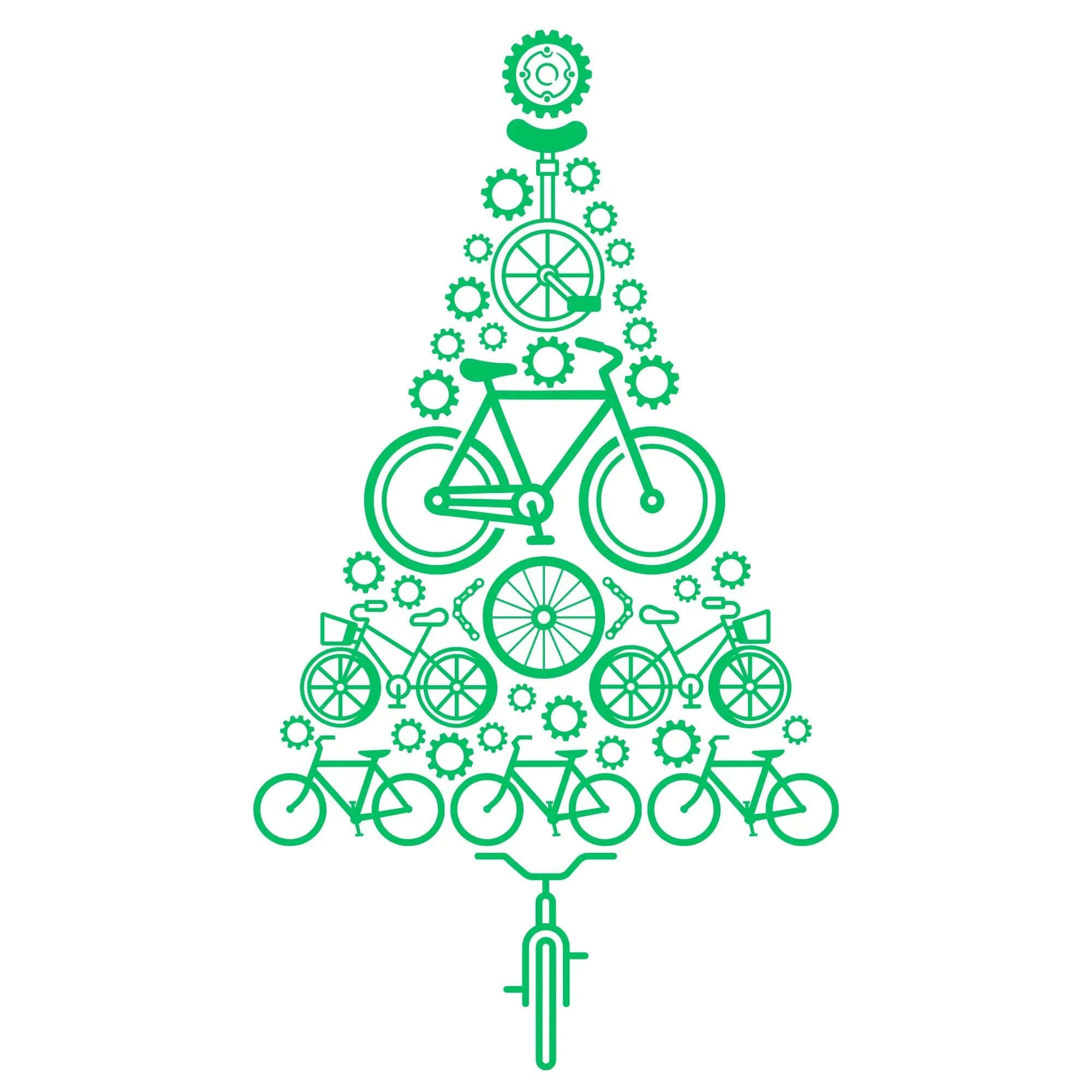 Bike Tree Christmas Tee - White - Birds on Bikes