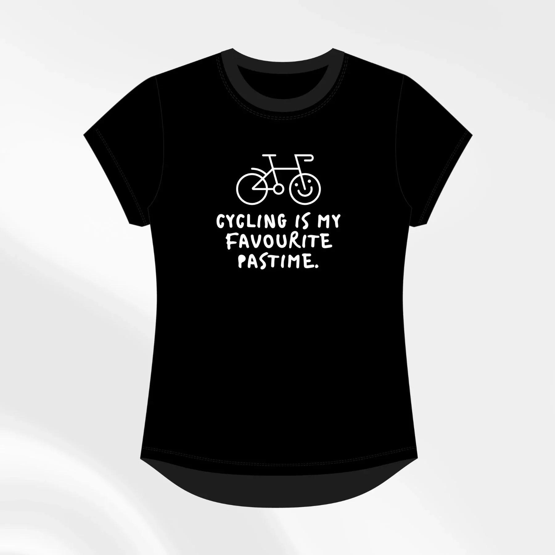 Cycling Is My Favourite Pastime Black Slogan Tshirt - Birds on Bikes