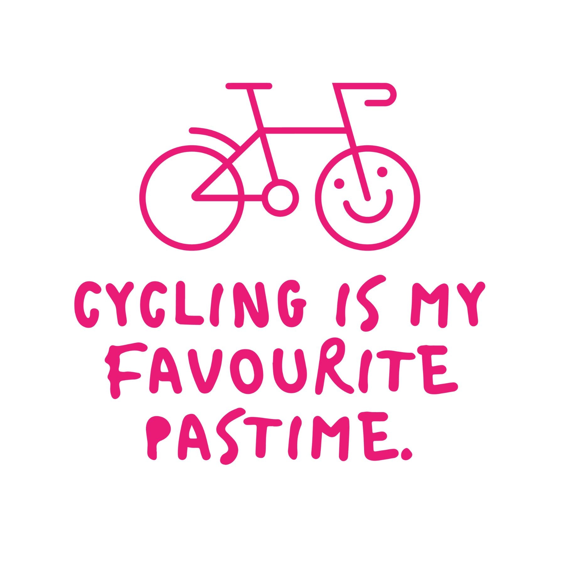Close-up of pink bike and handwritten text on white cycling t-shirt