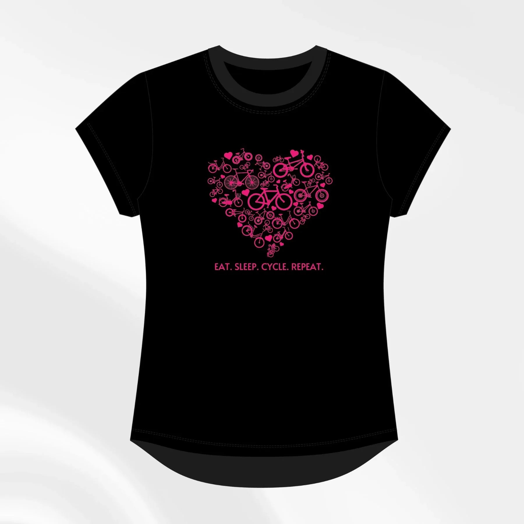Eat. Sleep. Cycle. Repeat. Black Slogan Tshirt - Birds on Bikes