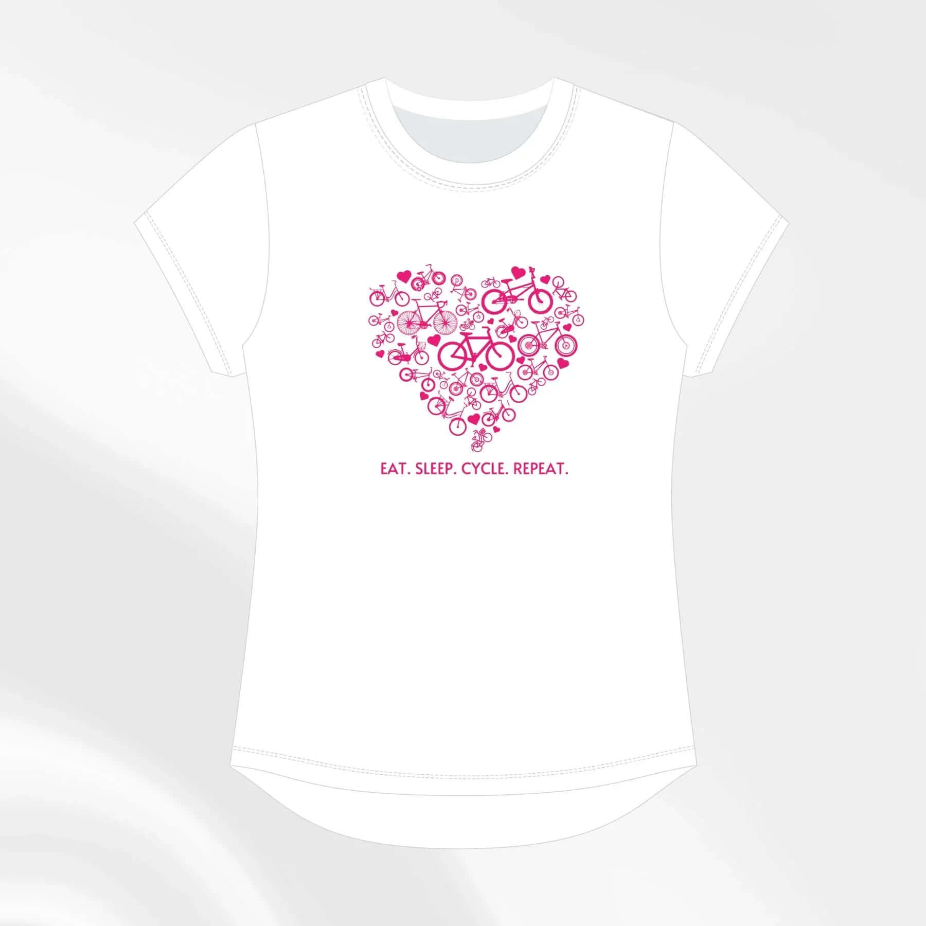 Eat Sleep Cycle Repeat Women’s Tee - White - Birds on Bikes