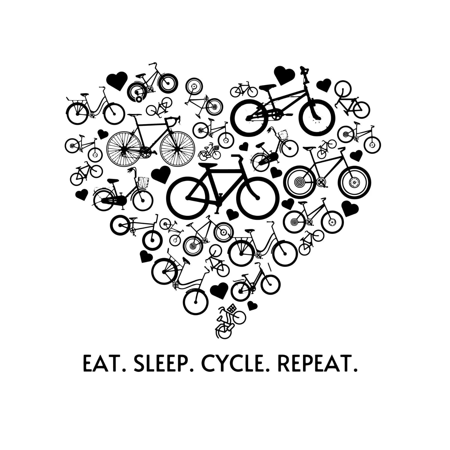 Eat Sleep Cycle Repeat Women’s Tee - White - Birds on Bikes