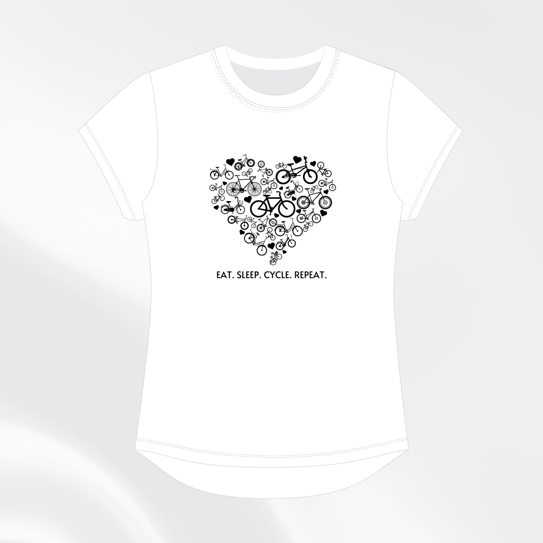Australian-made white slogan t-shirt for women cyclists