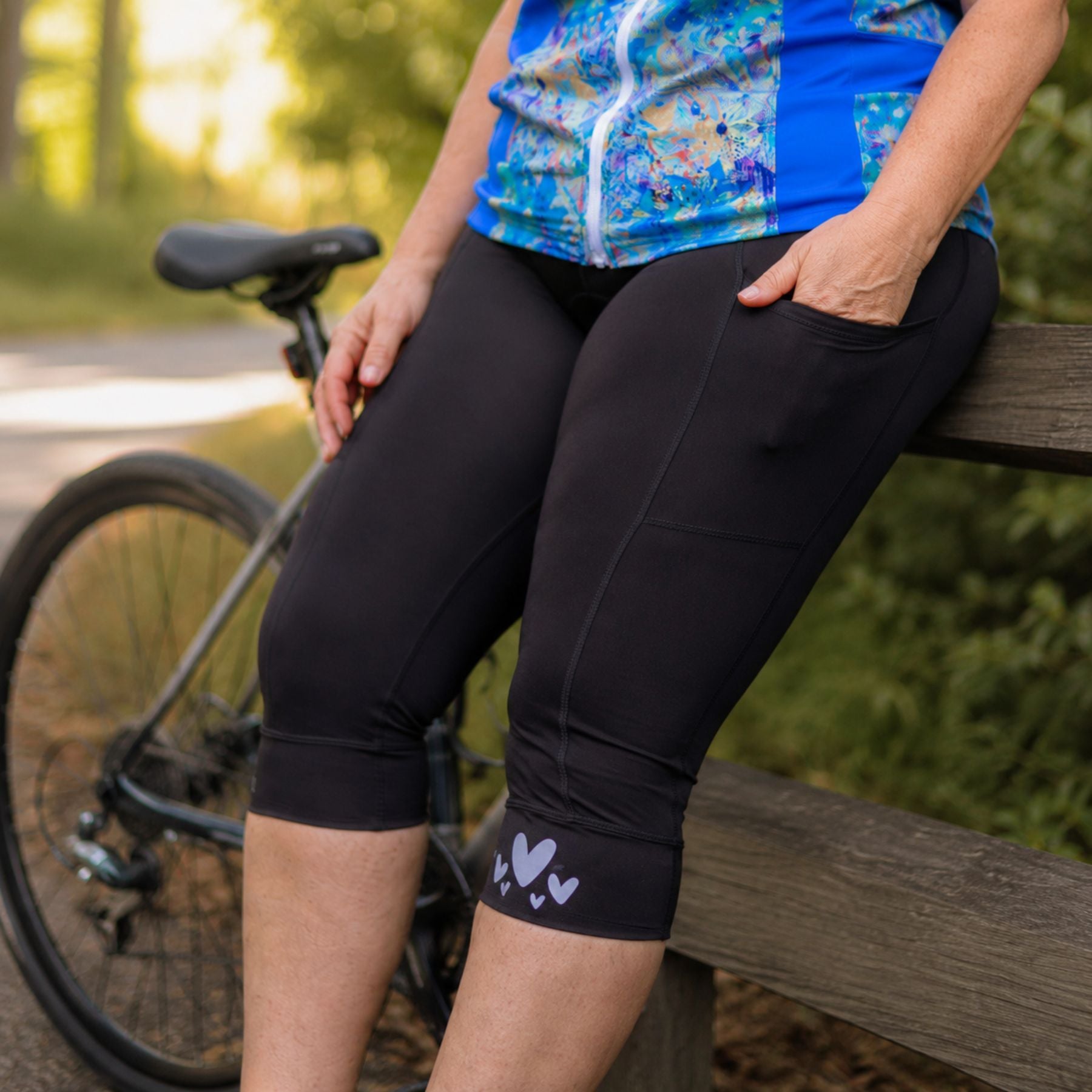 Essential Pocket 3/4 Padded Cycling Pants - Black