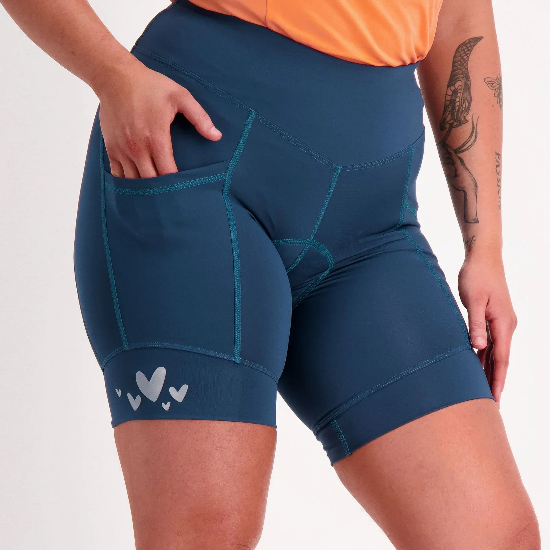 Essential Pocket Padded Bike Shorts Pebble - Birds on Bikes