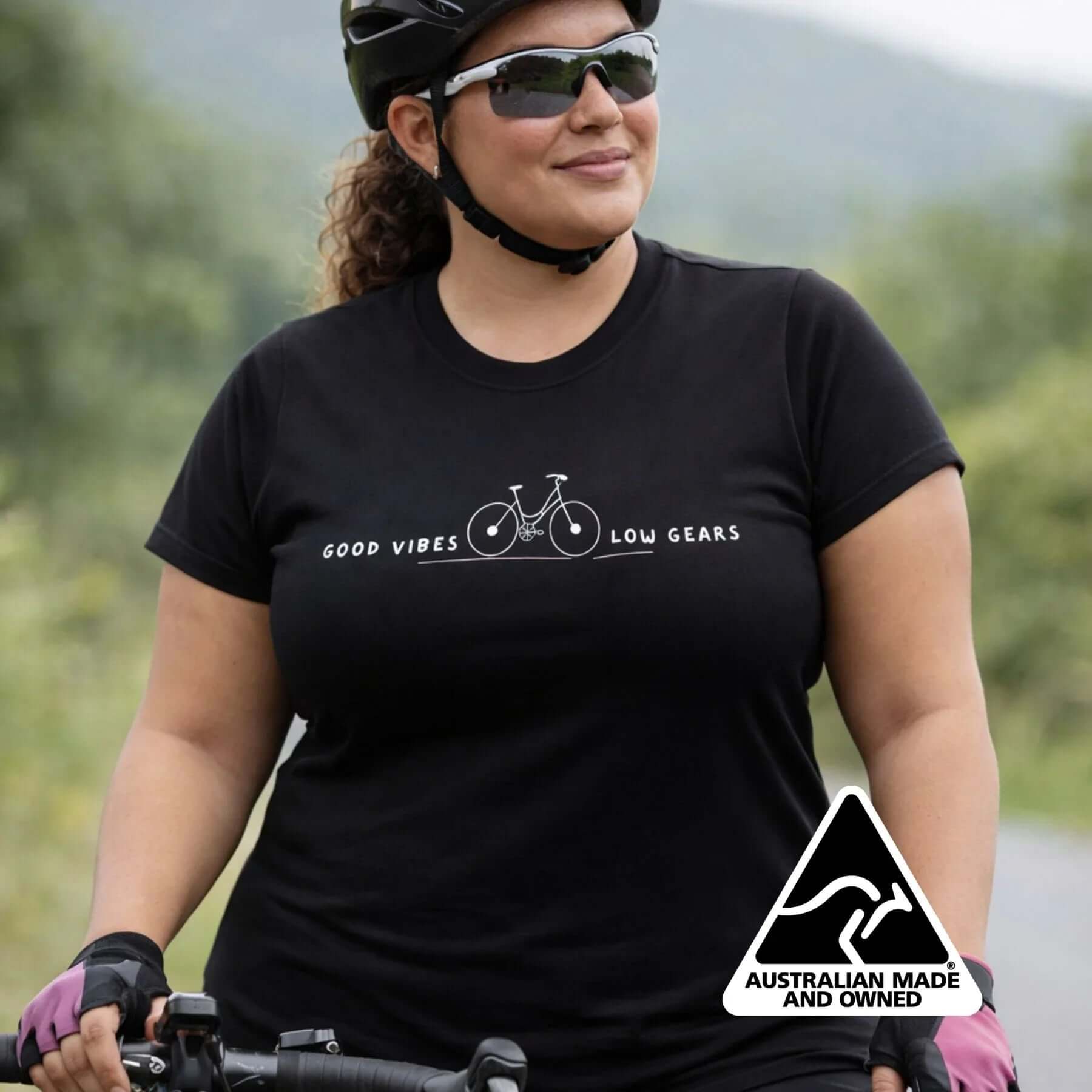 Good Vibes Low Gears Slogan Tshirt – Black - Birds on Bikes