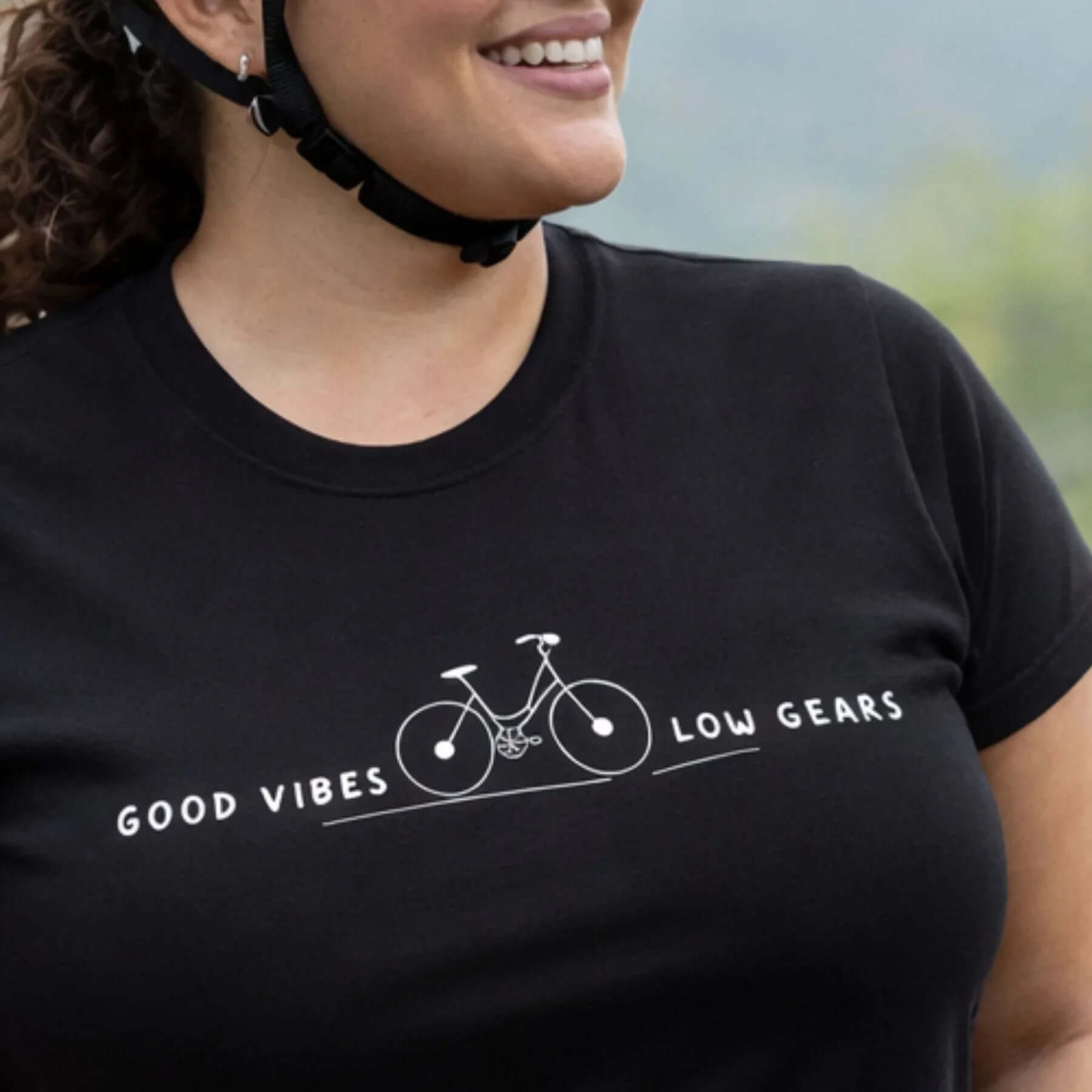 Good Vibes Low Gears Slogan Tshirt – Black - Birds on Bikes