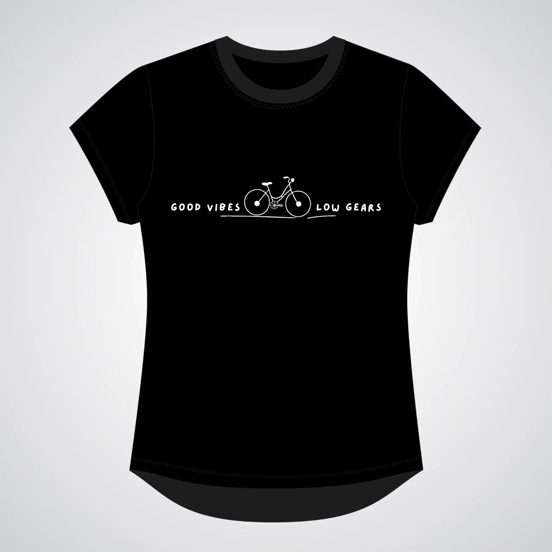 Good Vibes Low Gears Slogan Tshirt – Black - Birds on Bikes