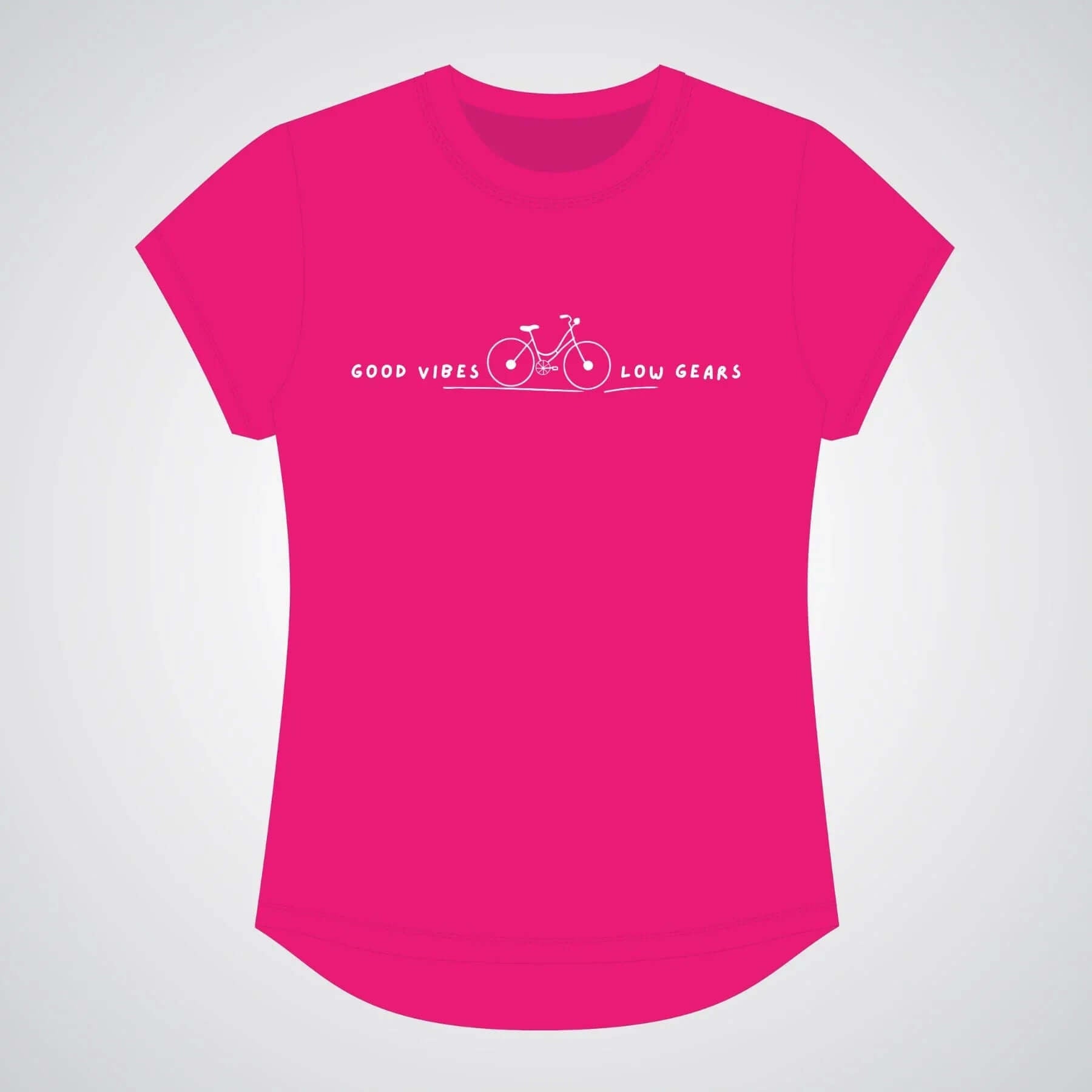 Good Vibes Low Gears Slogan Tshirt – Pink - Birds on Bikes