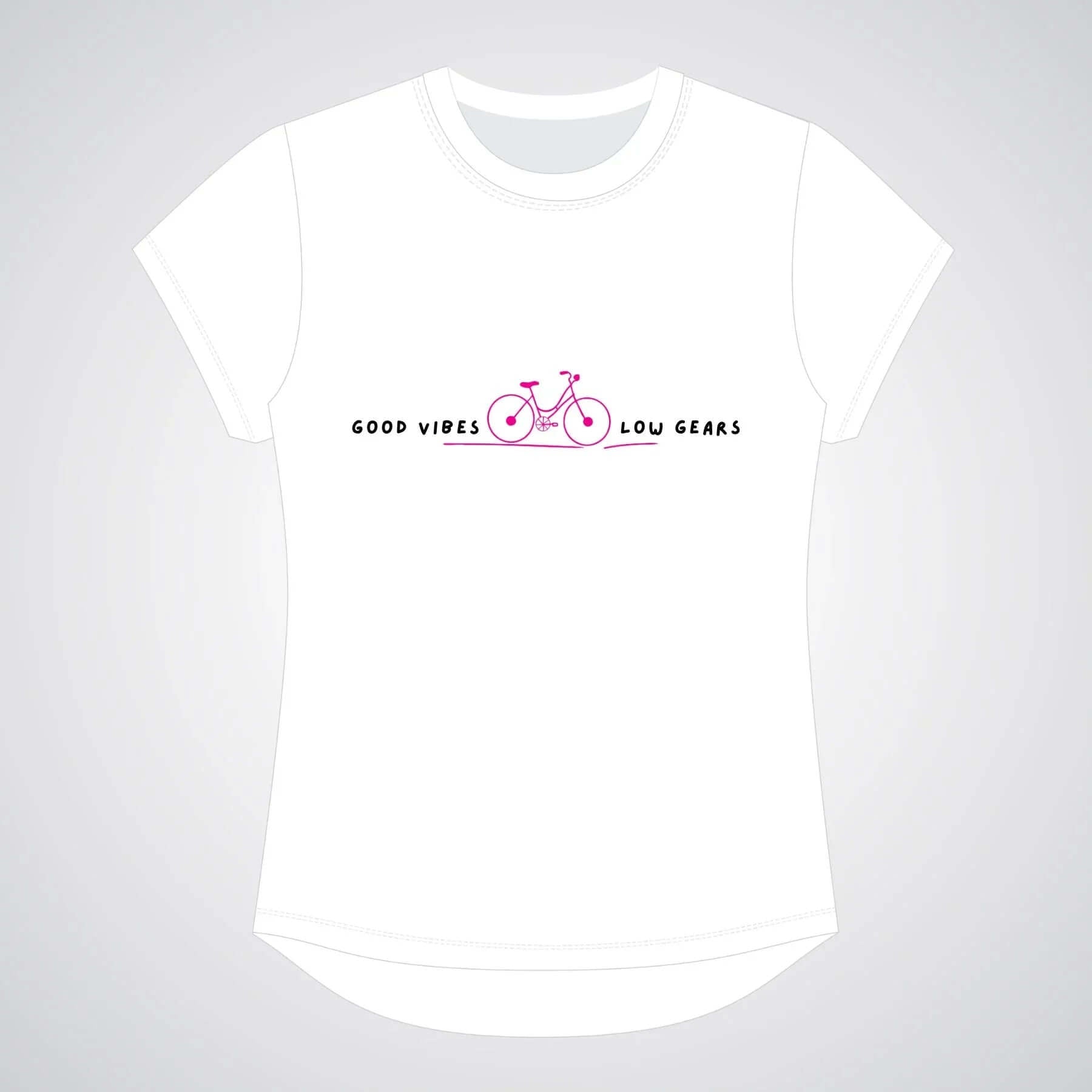 Good Vibes Low Gears Slogan Tshirt – White - Birds on Bikes