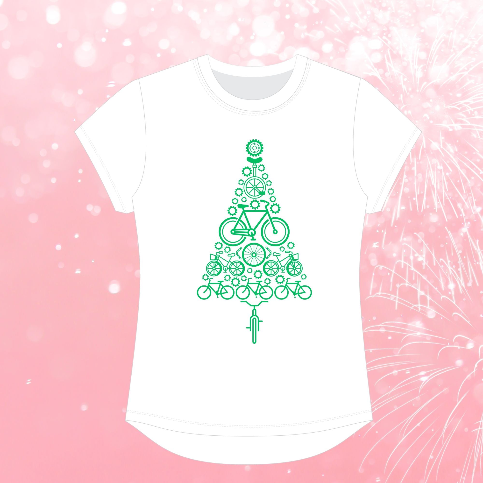 Bike Tree Christmas Tee - White