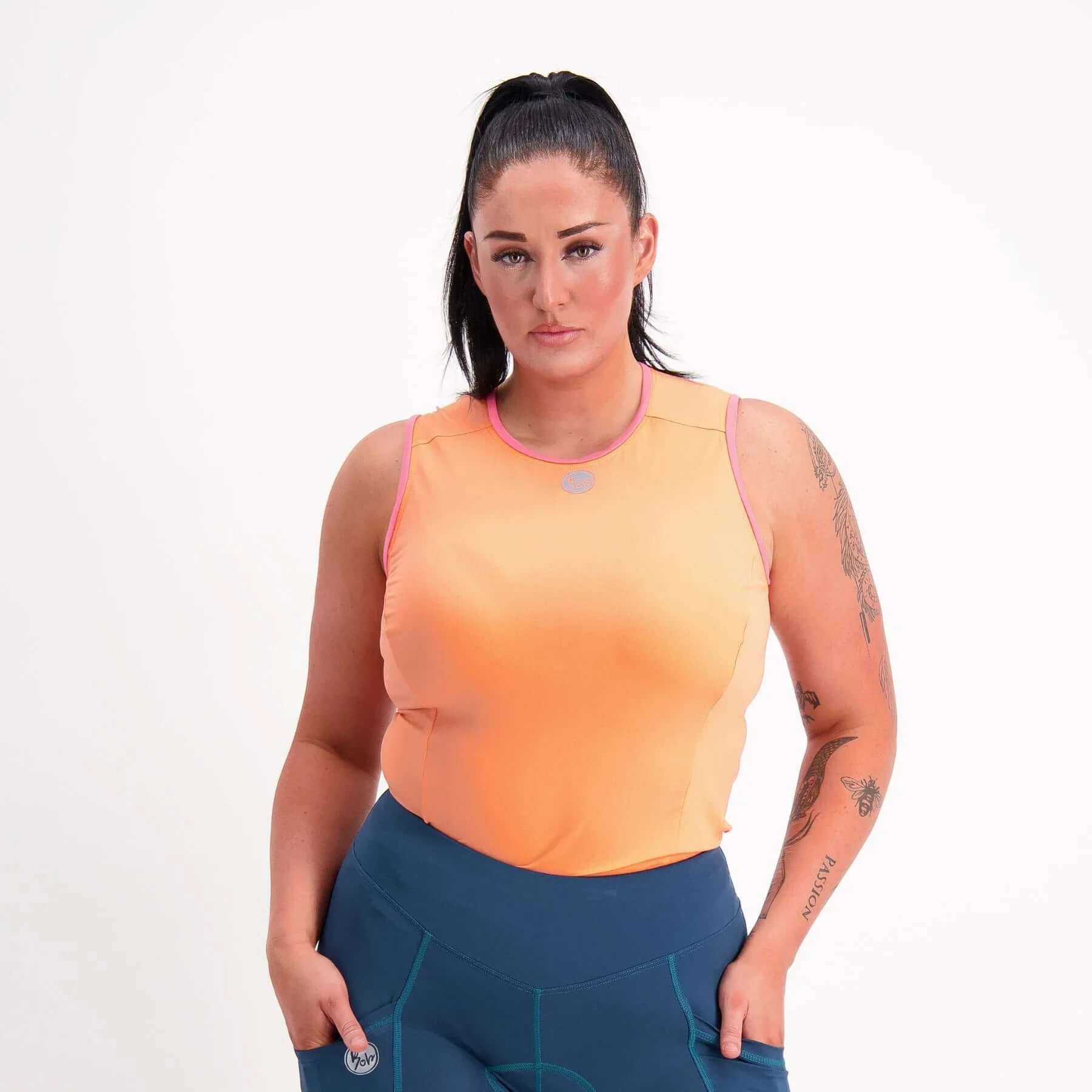 Eco Sleeveless Cycling Base Layer - Orange - Birds on Bikes