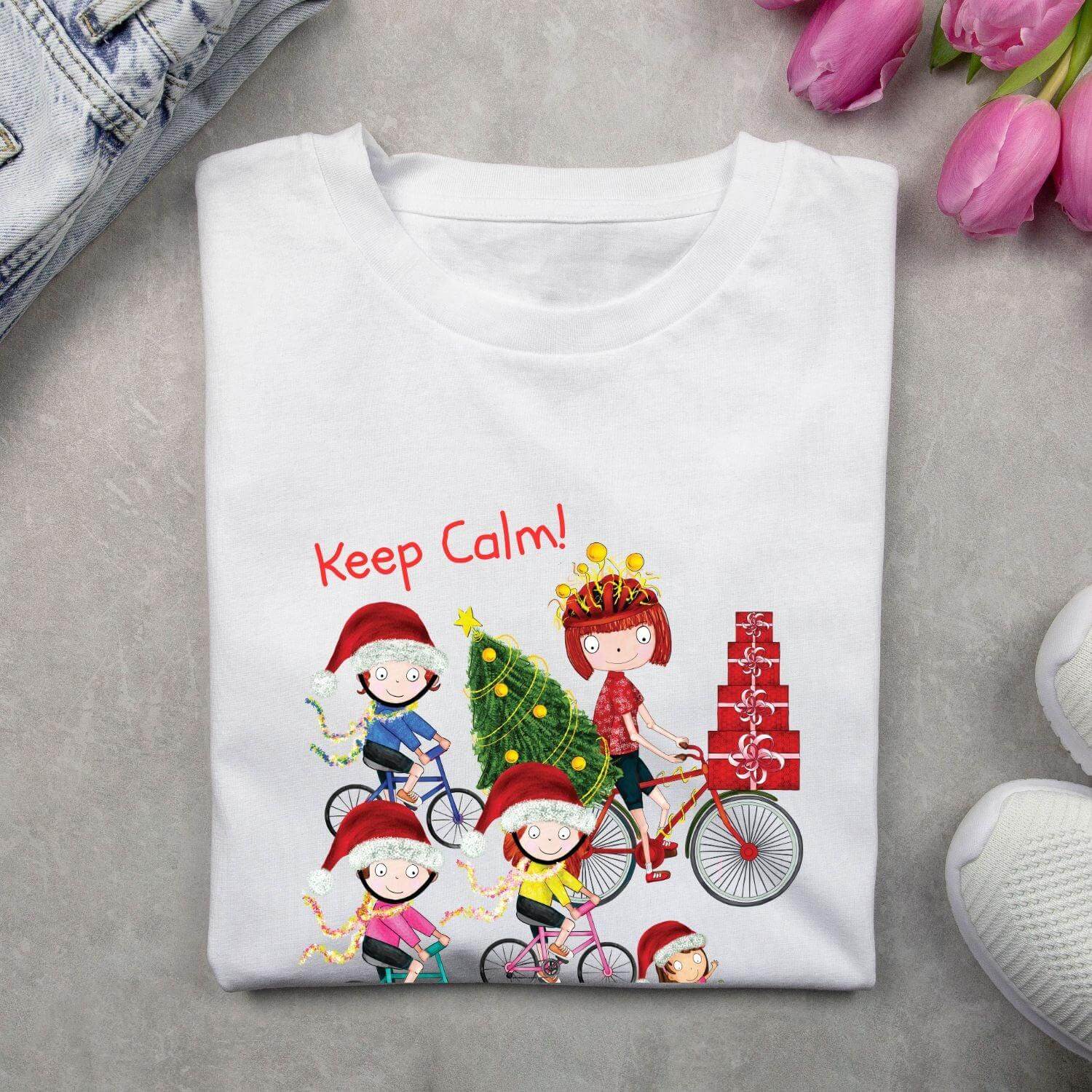 Keep Calm and Jingle All the Way Tee - Birds on Bikes
