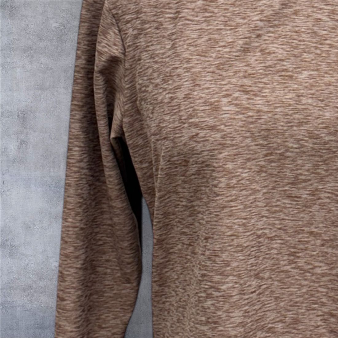 Close-up clay Asana marl fabric, double-peached soft texture and stitching