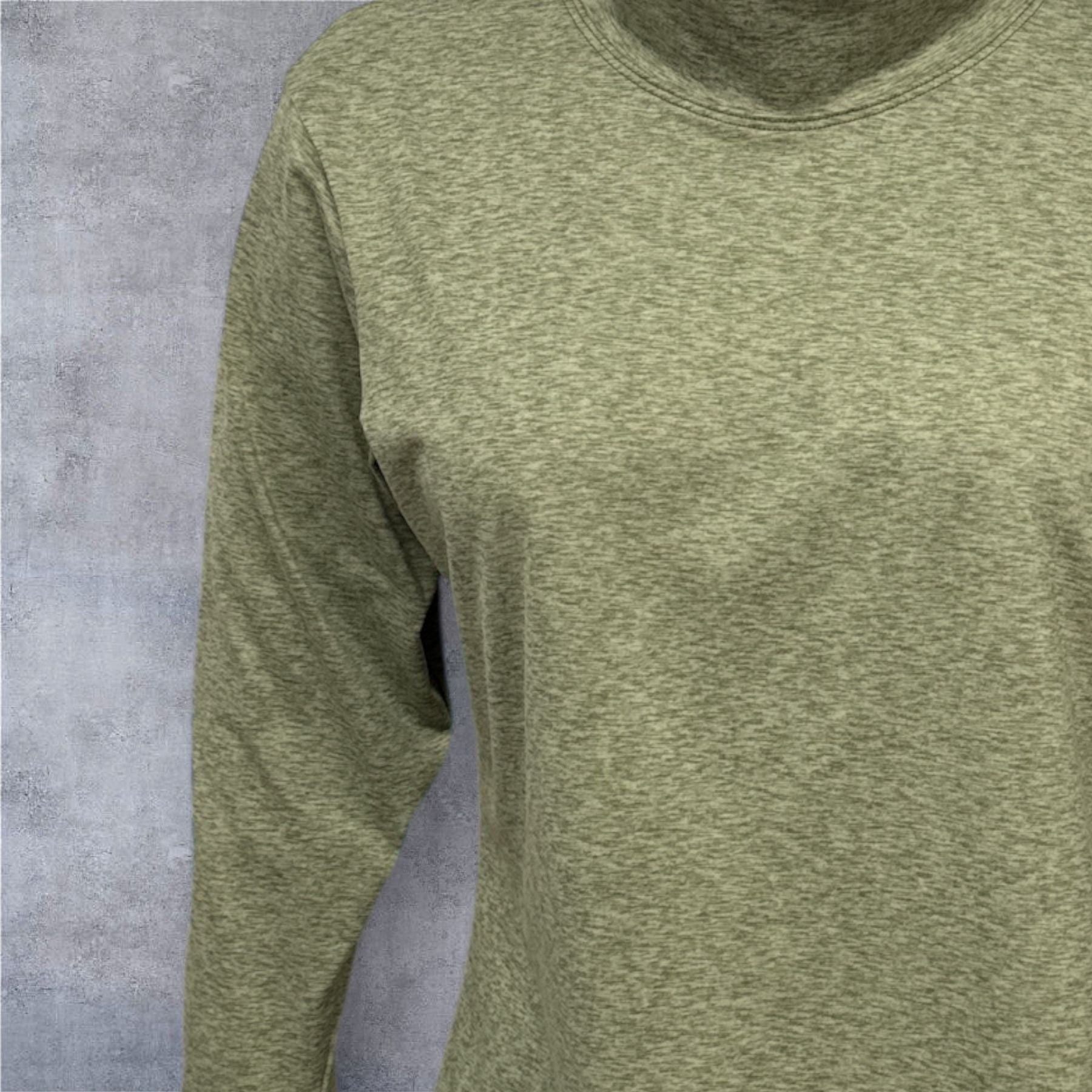 Close-up Asana marl fabric, double-peached soft texture and stitching