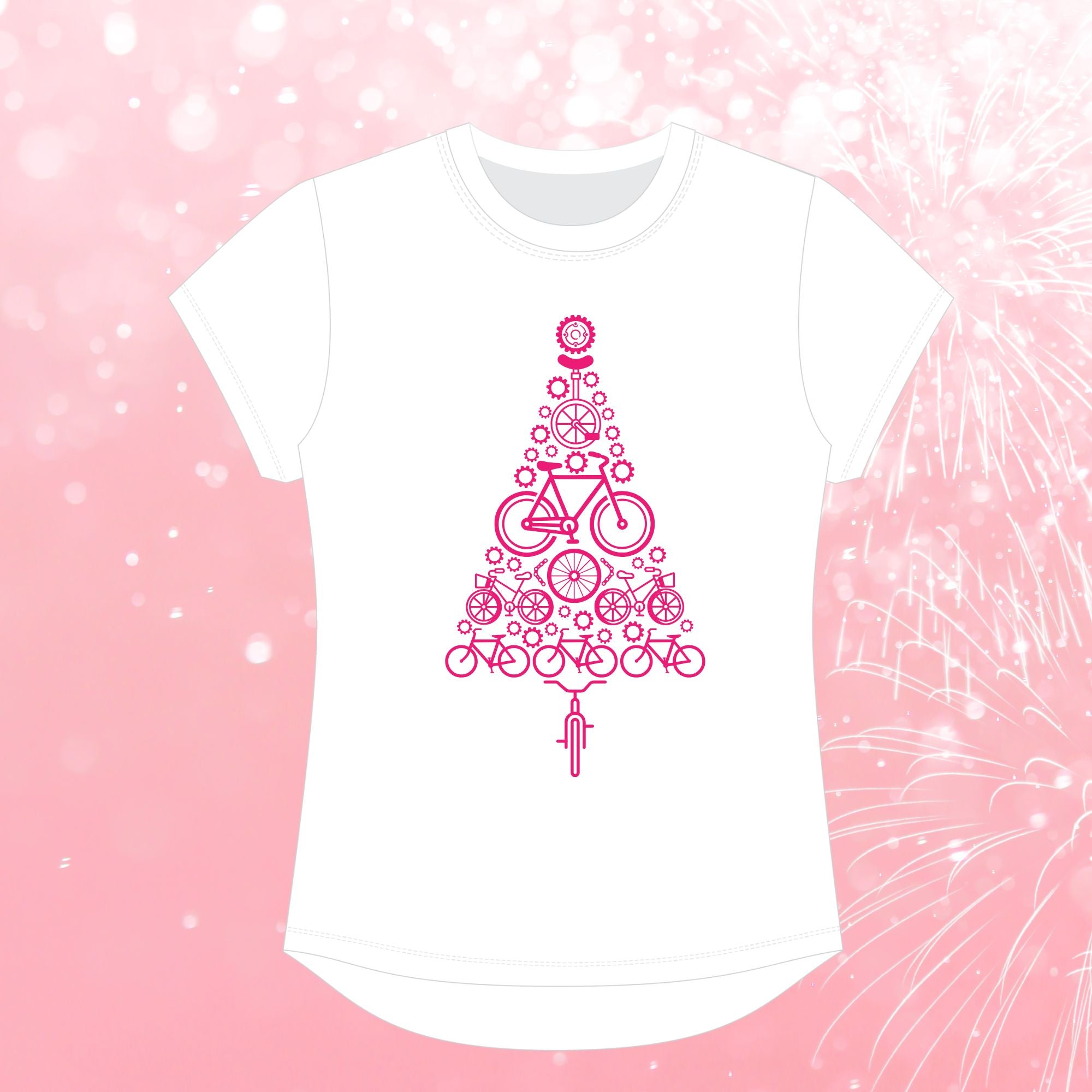 Bike Tree Christmas Tee - White