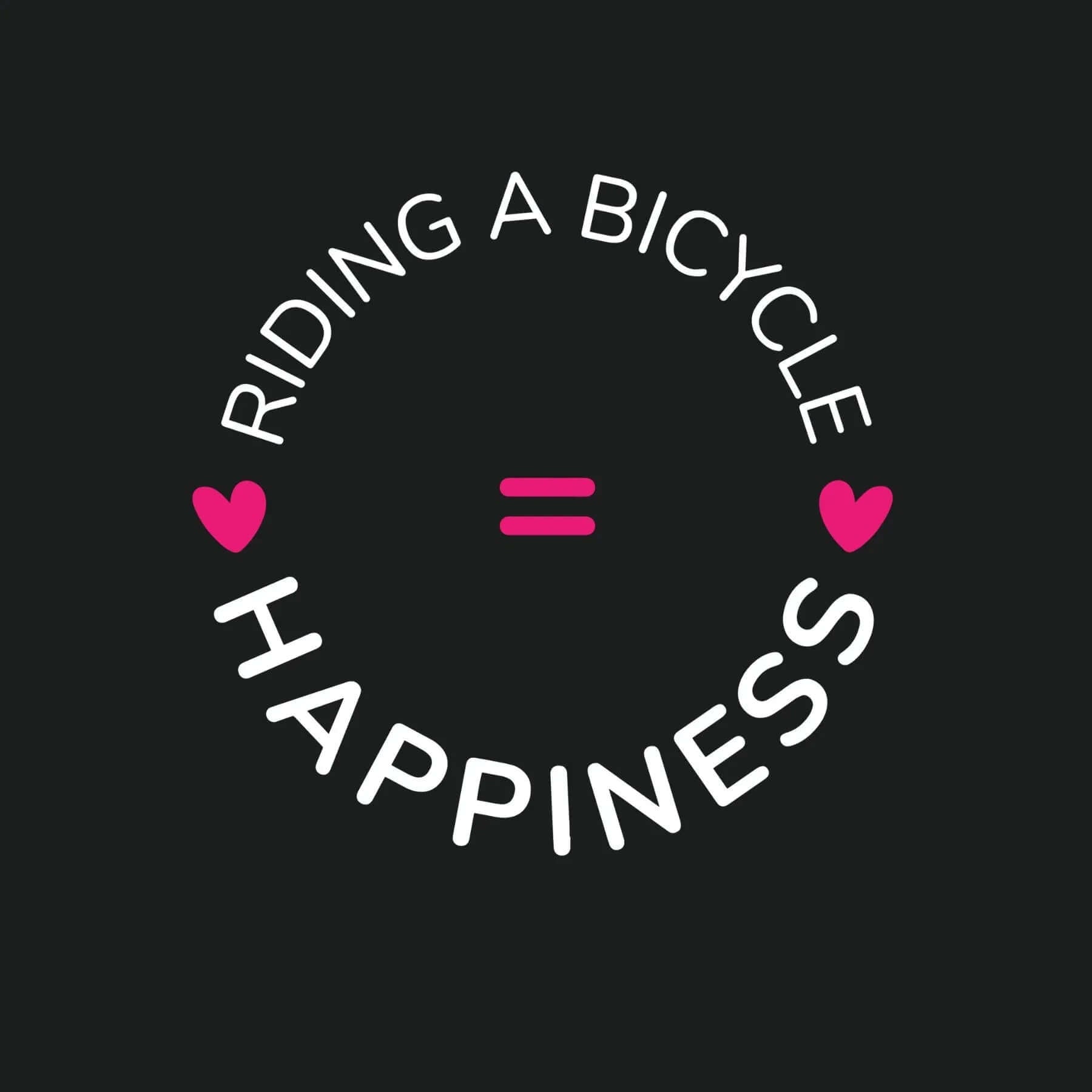 Riding a Bicycle = Happiness Black Slogan Tshirt - Birds on Bikes