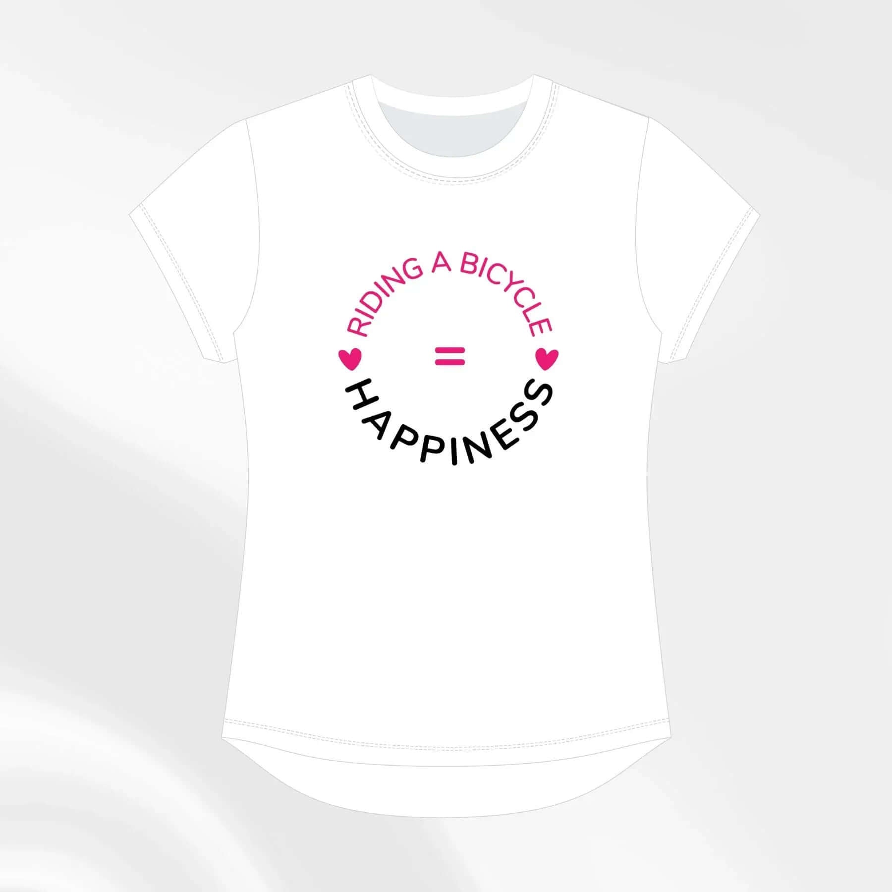 Riding a Bicycle = Happiness White Slogan Tshirt - Birds on Bikes