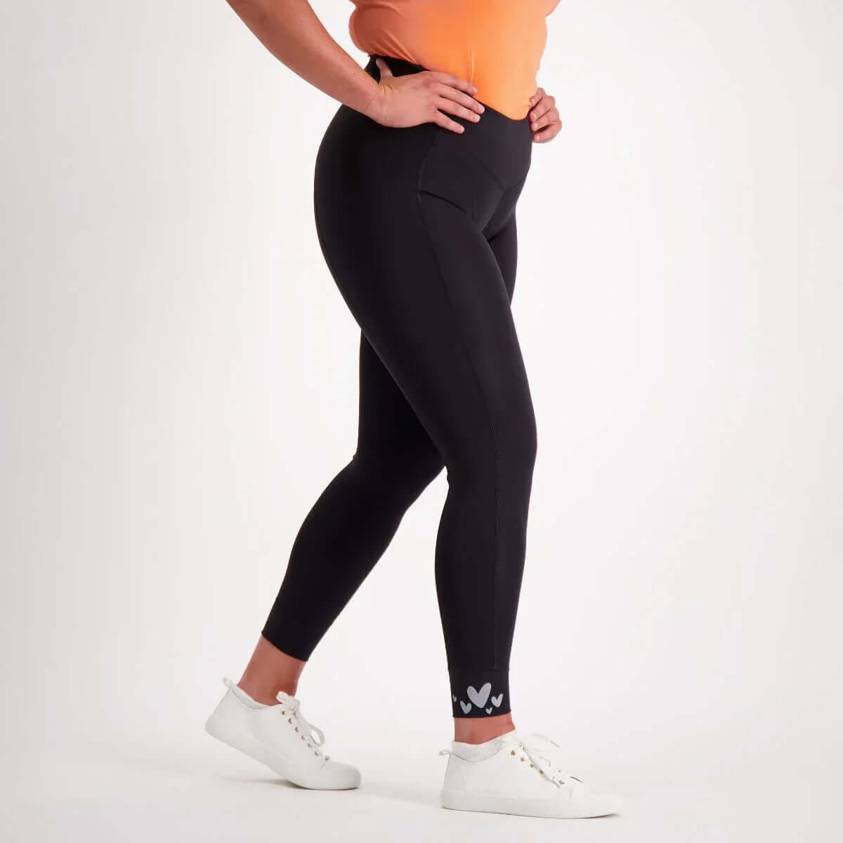 Padded cycling tights black -- Birds on Bikes side view