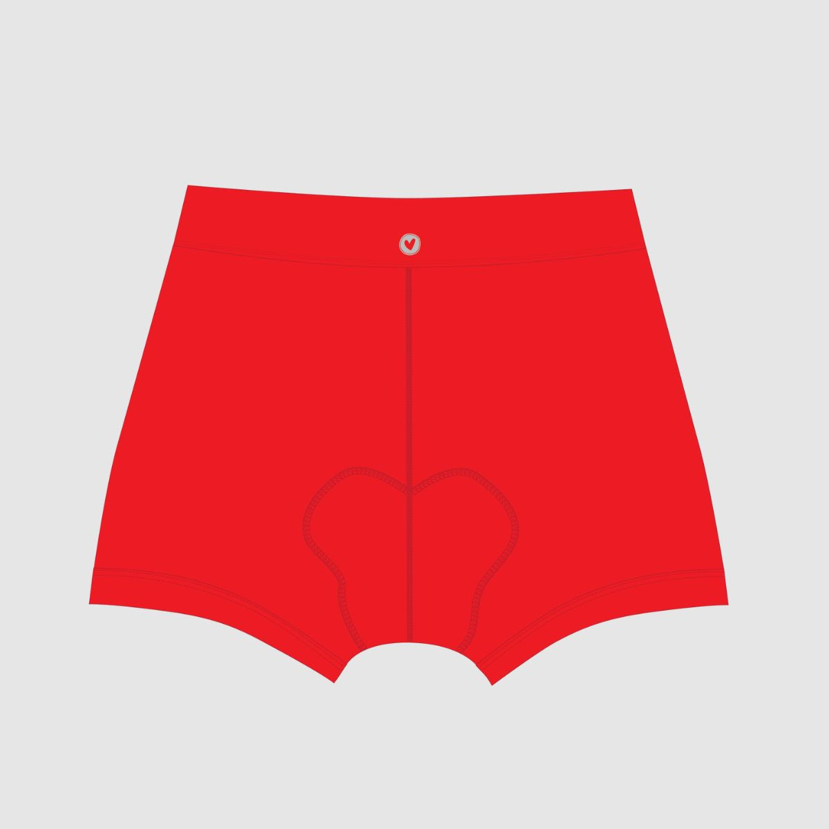 Tech drawing of red cycling underwear showing back view