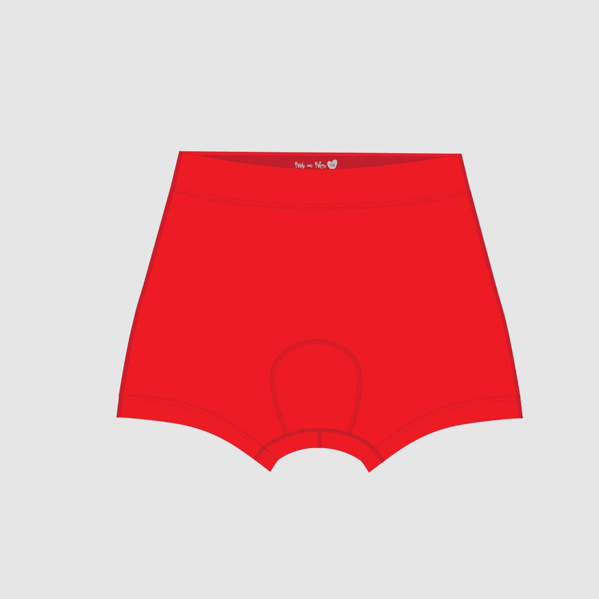 Tech drawing of red cycling underwear