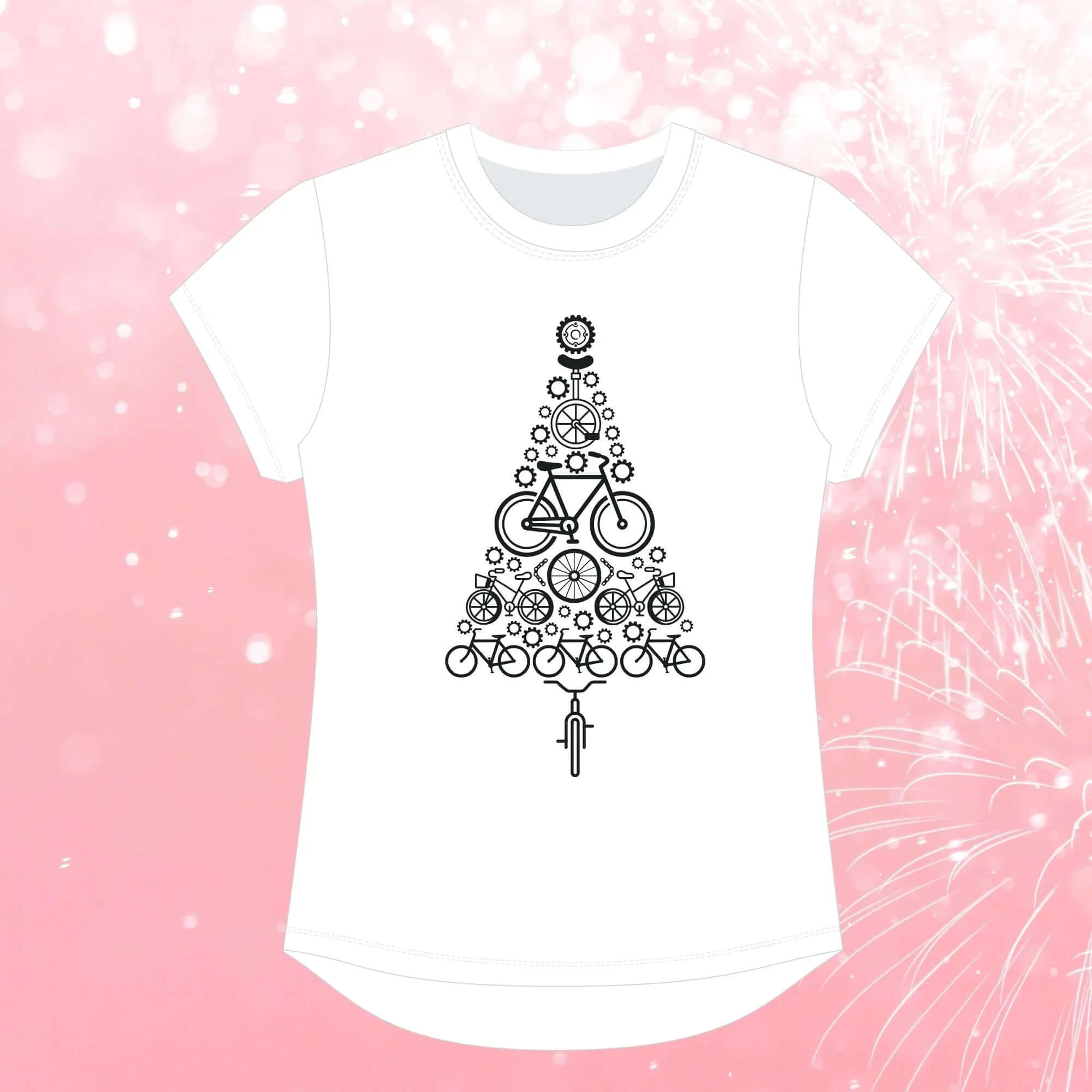 Bike Tree Christmas Tee - White - Birds on Bikes