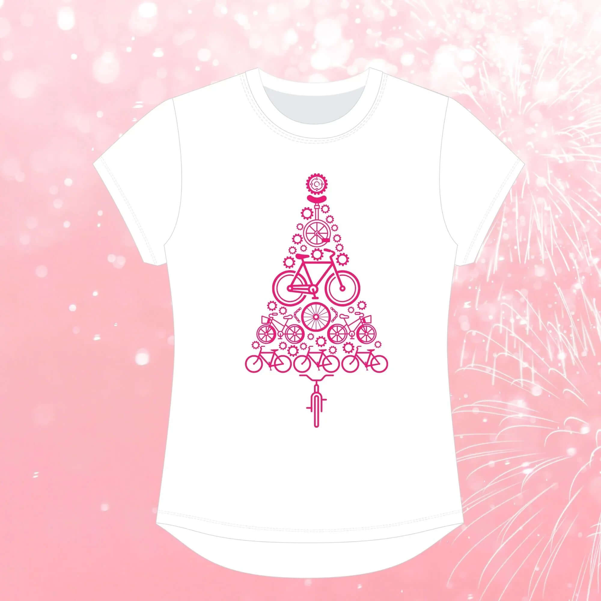 Bike Tree Christmas Tee - White - Birds on Bikes