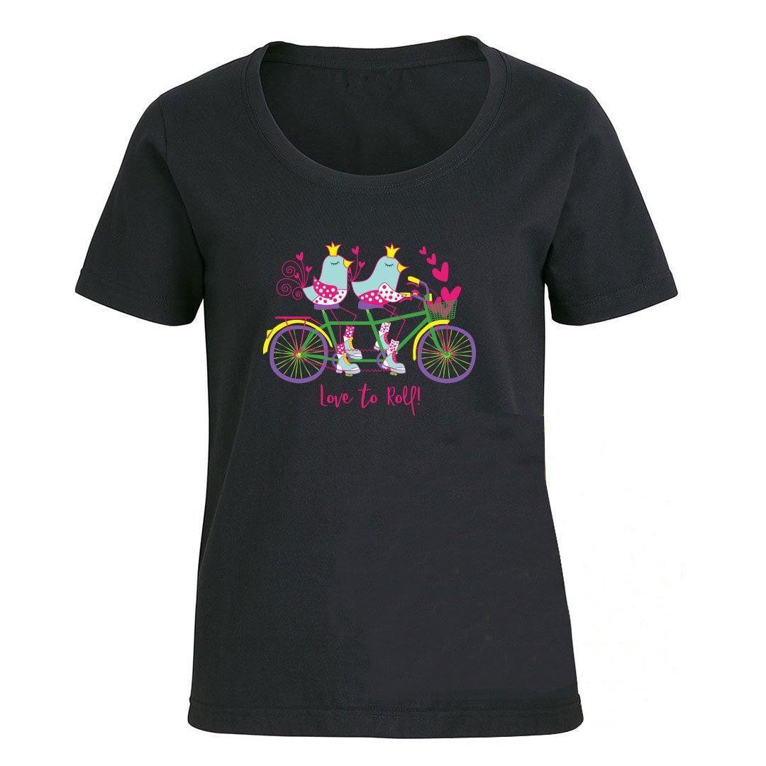 Birds on Bikes T-Shirt XS / Black / Scoop Love to Roll Tee