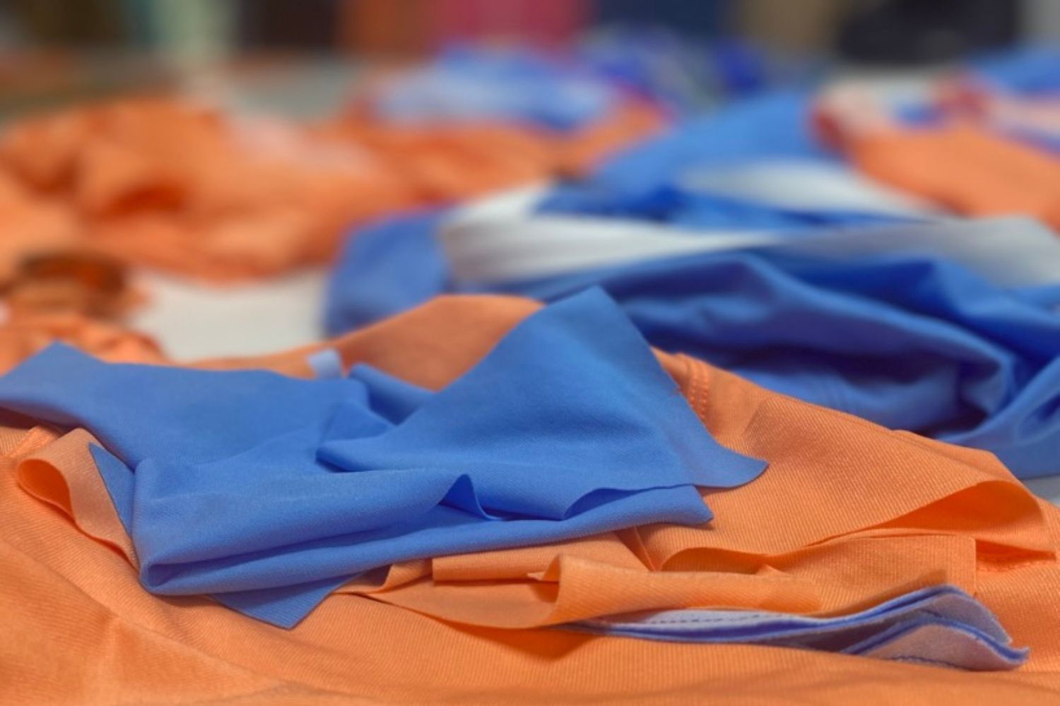 Jerseys ready for ethical manufacturing  on a table 