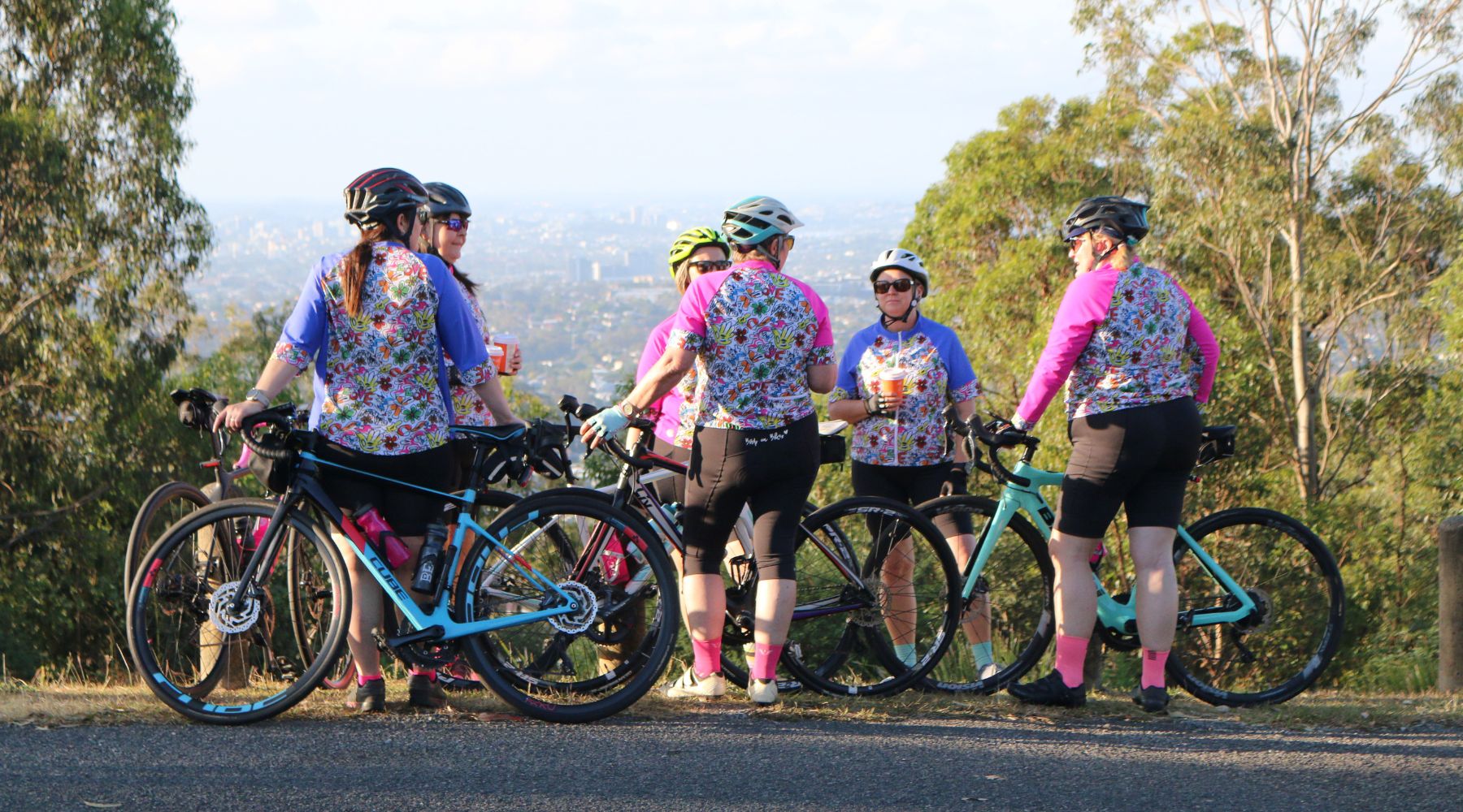 cyclists in colourful jerseys