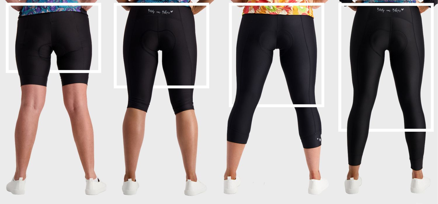 Birds on Bikes different leg lengths of cycling pants