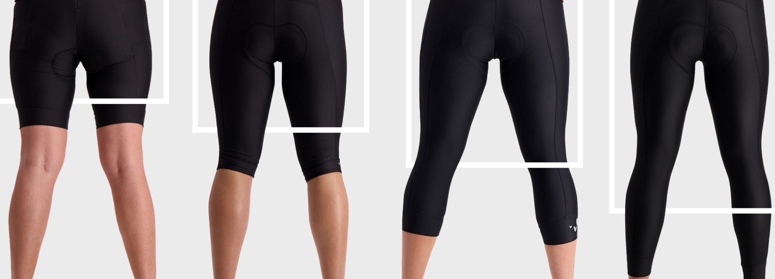 Birds on Bikes women’s cycling pants showing all four leg lengths