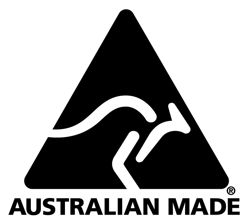 Black and white Australian made logo