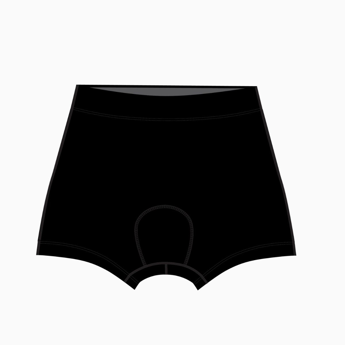 Front view of black cycling underwear