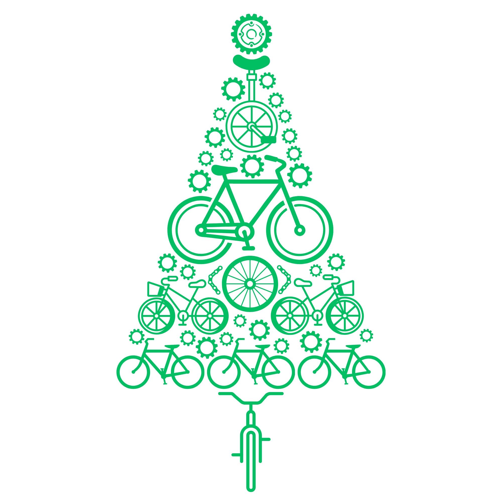 Bike Tree Christmas Tee - White