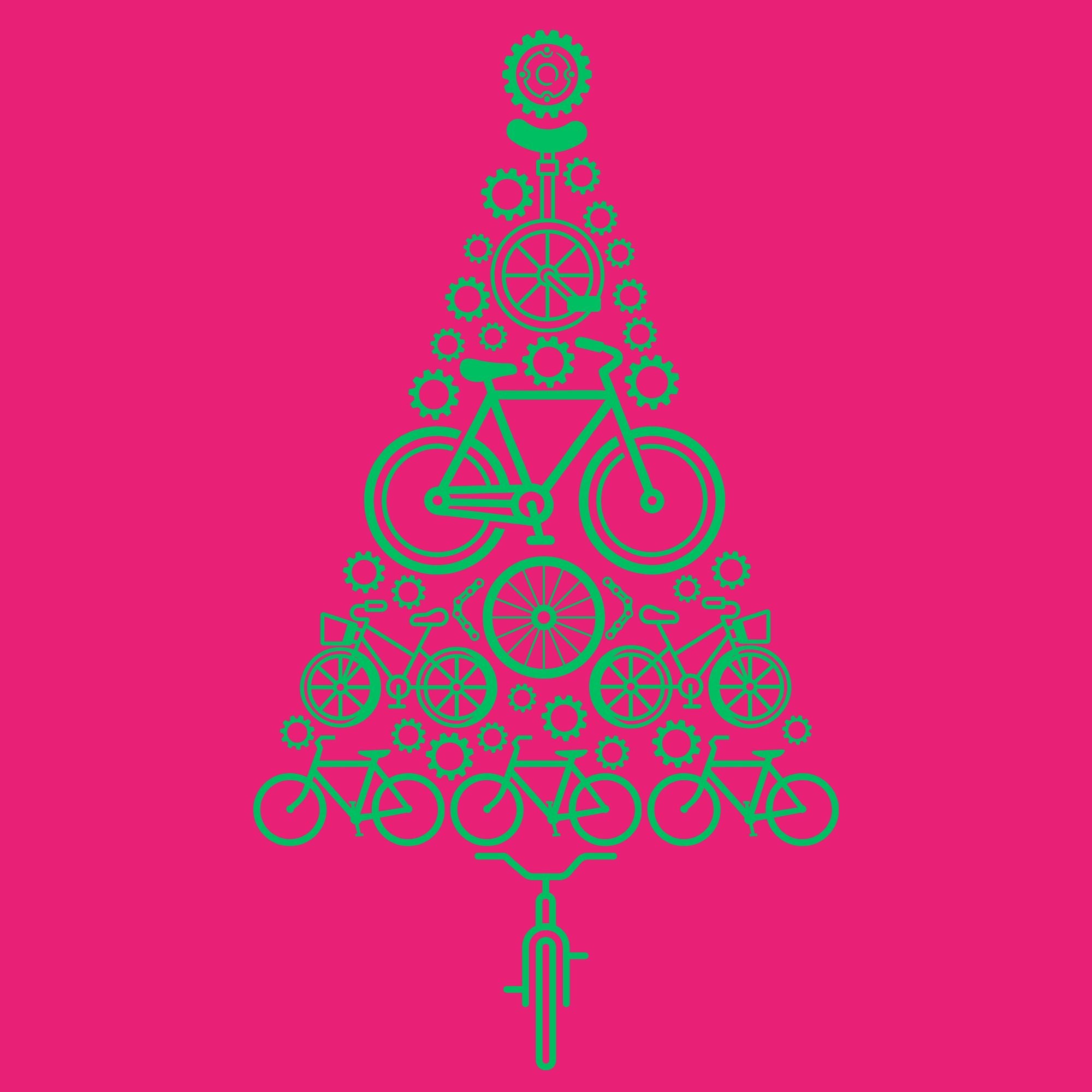Bike Tree Christmas Tee - Pink
