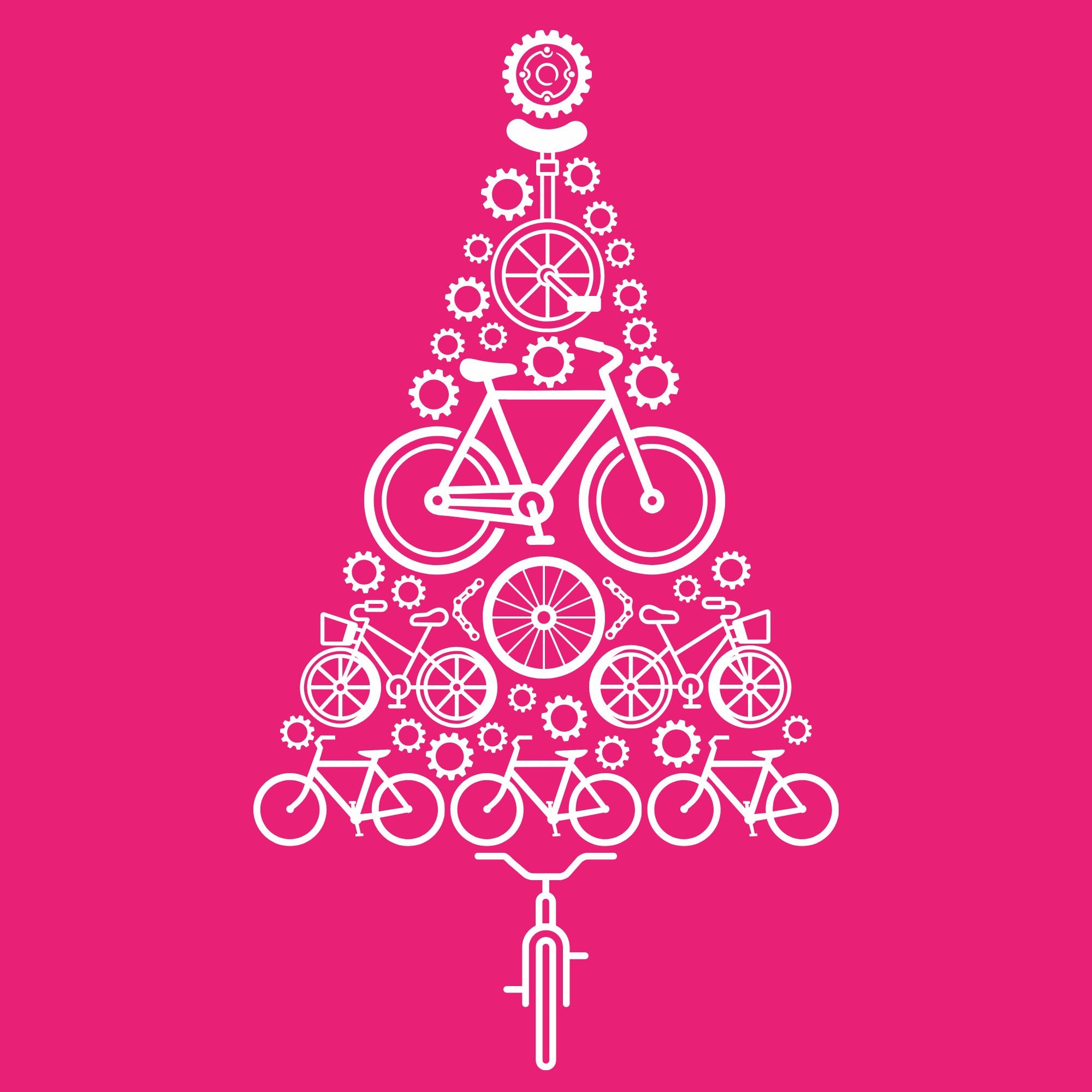 Bike Tree Christmas Tee - Pink